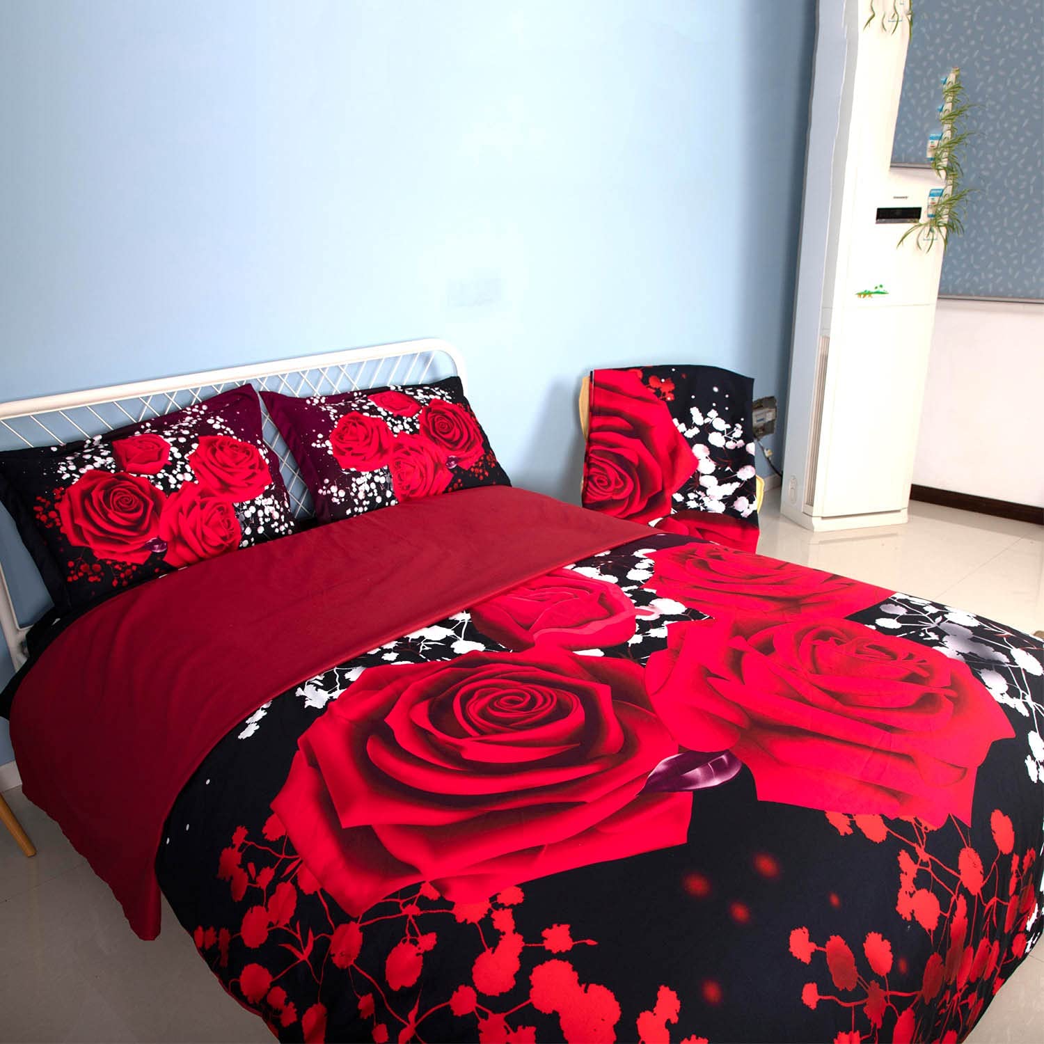 Price:$63.99 Rose Bedding Sets 3 Pieces EsyDream Rose Floral Duvet Cover Queen Size Soft Material 1pc Duvet Cover with 2pc Pillowcase Red Rose Flowers Wedding Bed Linen Sheet Sets : Home & Kitchen