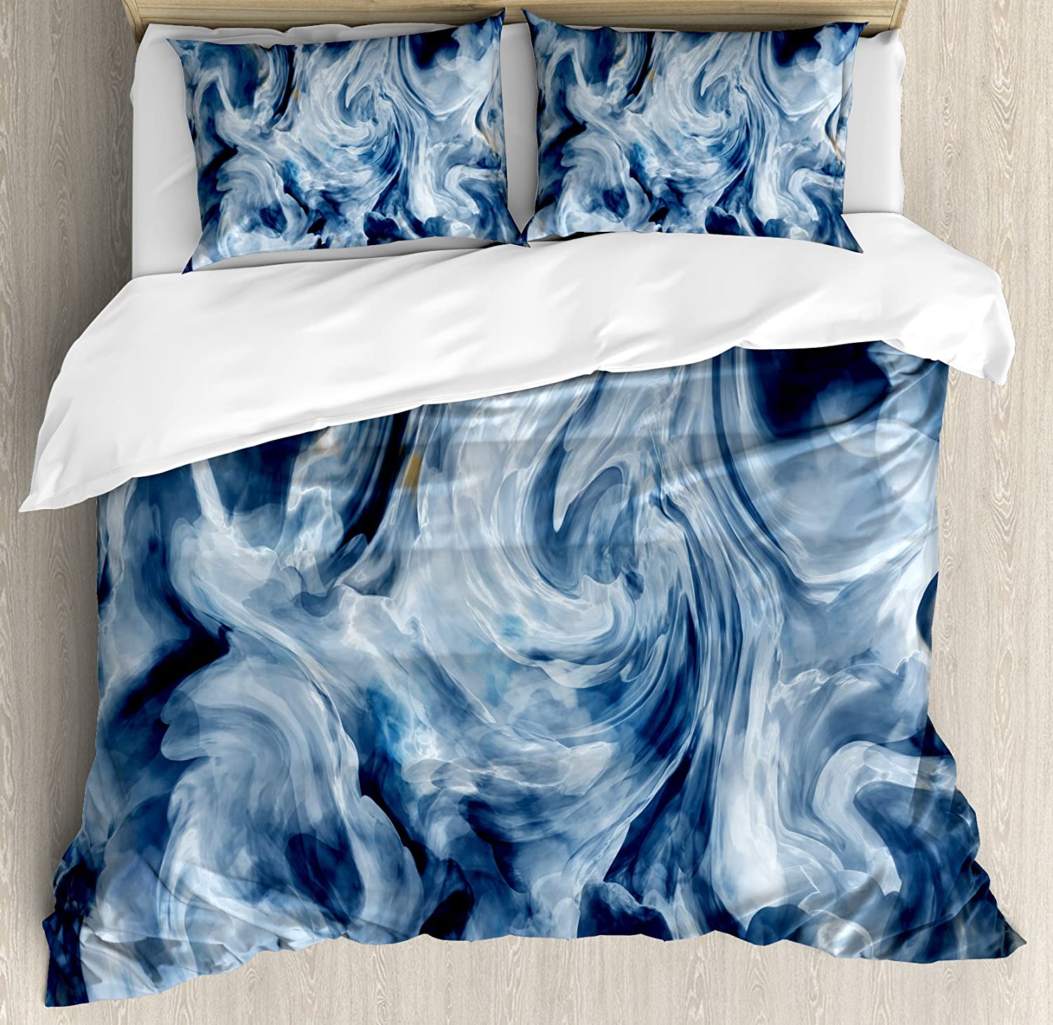 Price:$39.97 Marble Duvet Cover Set, Grunge Stormy Murky Color Shades Motif Background with Blurry Effects Image, Decorative 3 Piece Bedding Set with 2 Pillow Shams, Queen Size, Blue : Home & Kitchen