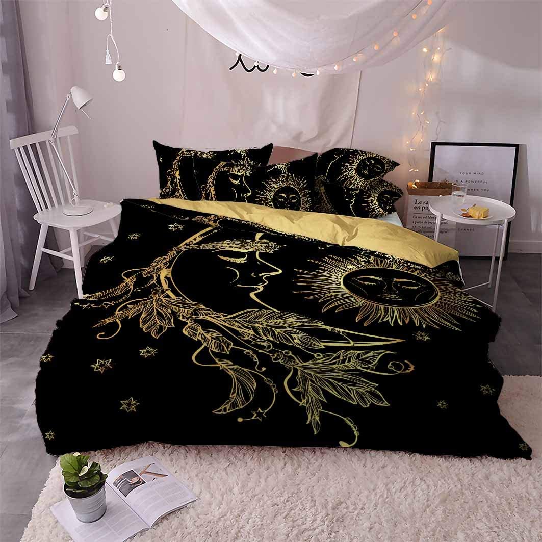 Price:$42.98 Bedding Set Sun and Moon Bedding Print Twin Full Queen King Bedclothes Duvet Cover Set bedlinen (King, Sun) : Home & Kitchen