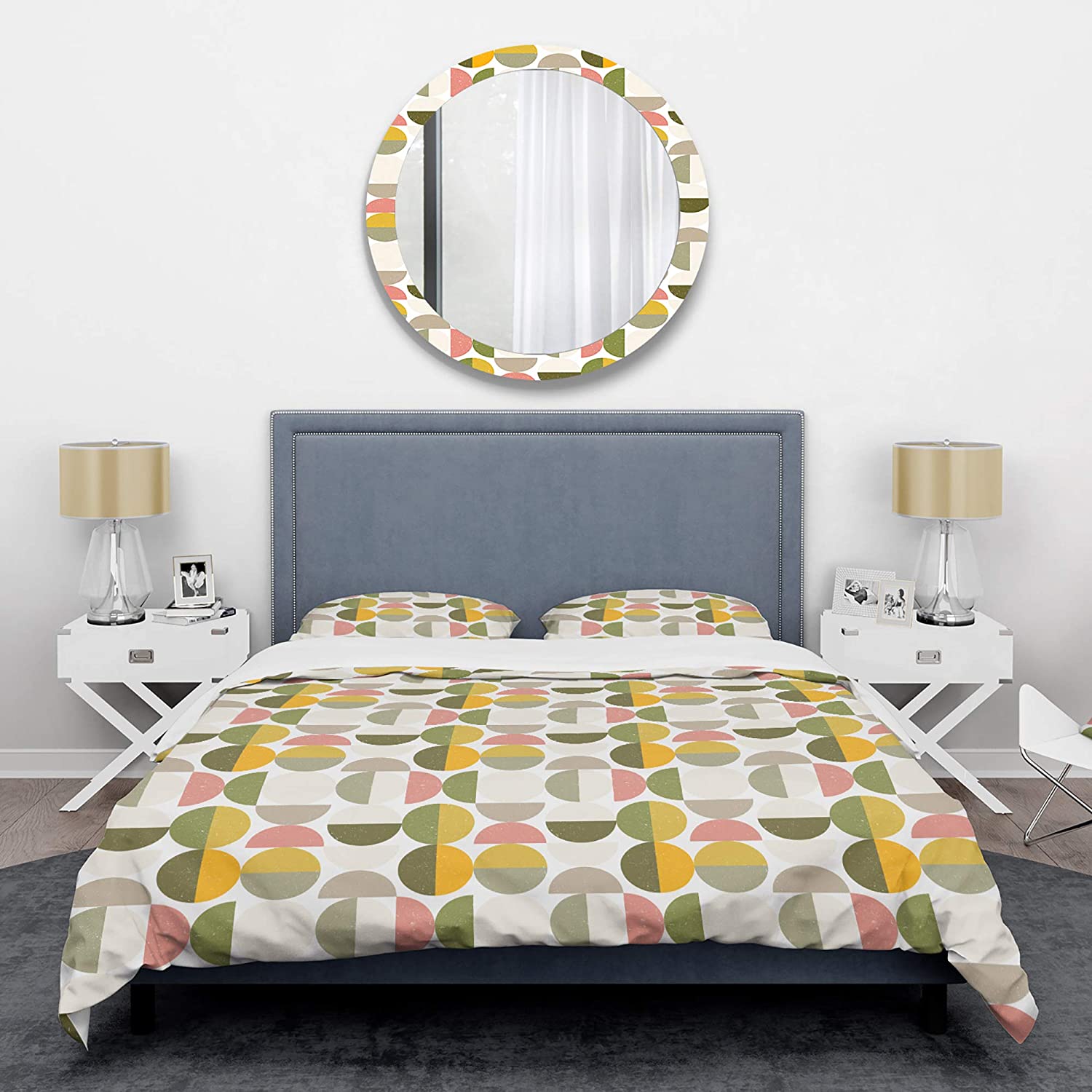 Price:$88.29 'Vintage Circular Design I' Mid-Century Modern Duvet Cover Set, Gold, (BED24240) : Home & Kitchen