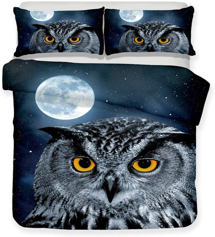 Price:$59.37 3D Bedding Set Owl Print King Duvet Cover Lifelike Bedclothes with Pillowcase Home Textile for Children Twin Queen Quilt Cover (US Full) : Home & Kitchen