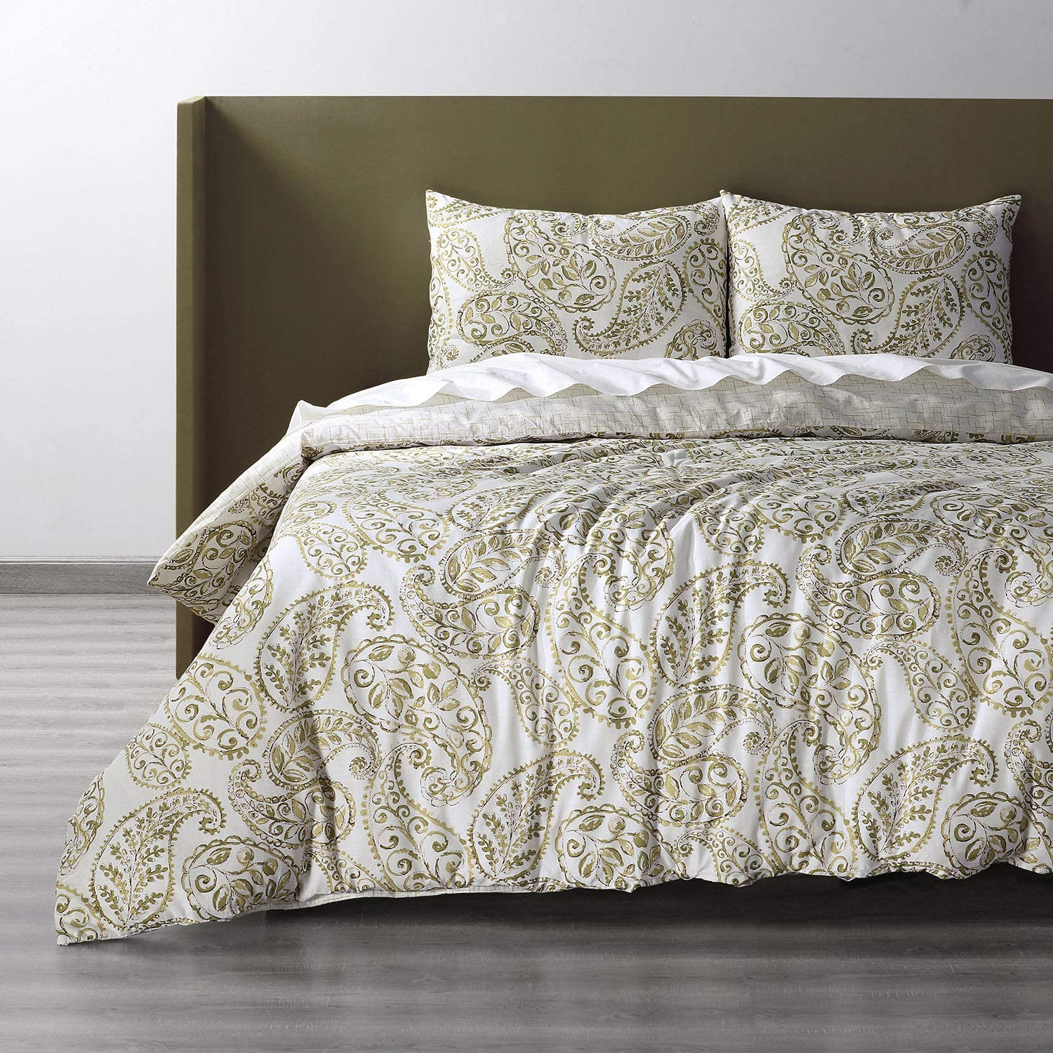 Price:$80.85 Fabrics Furnishings Ashra Taupe Cotton Double Slub Linen Weave Reversible Duvet Set, King : Home & Kitchen