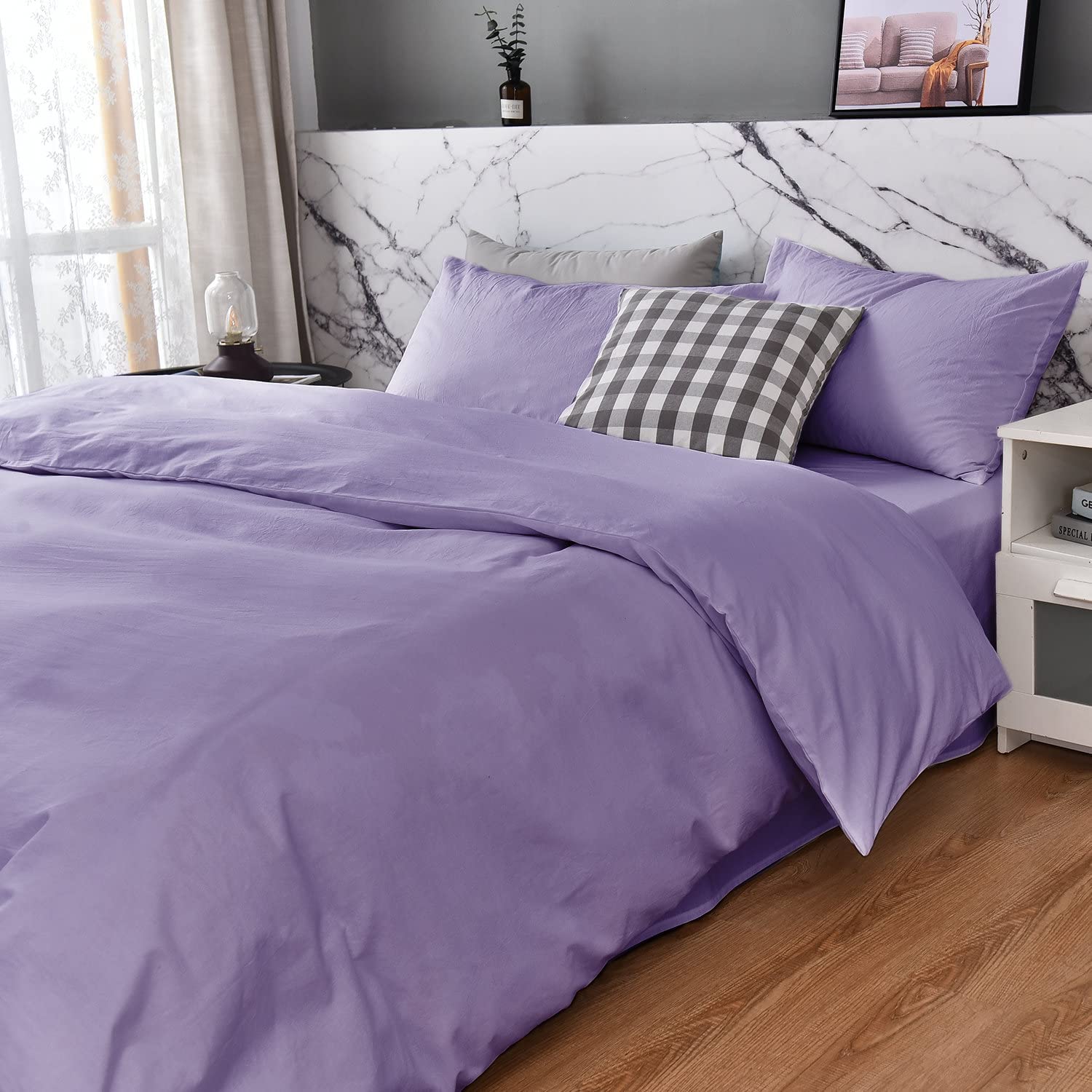 Price:$36.59 Duvet Cover King Size - Cotton-Like Washed Microfiber King Duvet Cover Set 3 Piece, Ultra Soft King Comforter Cover Quilt Cover with Zipper Closure, 1 Cover, 2 Pillow Shams : Home & Kitchen
