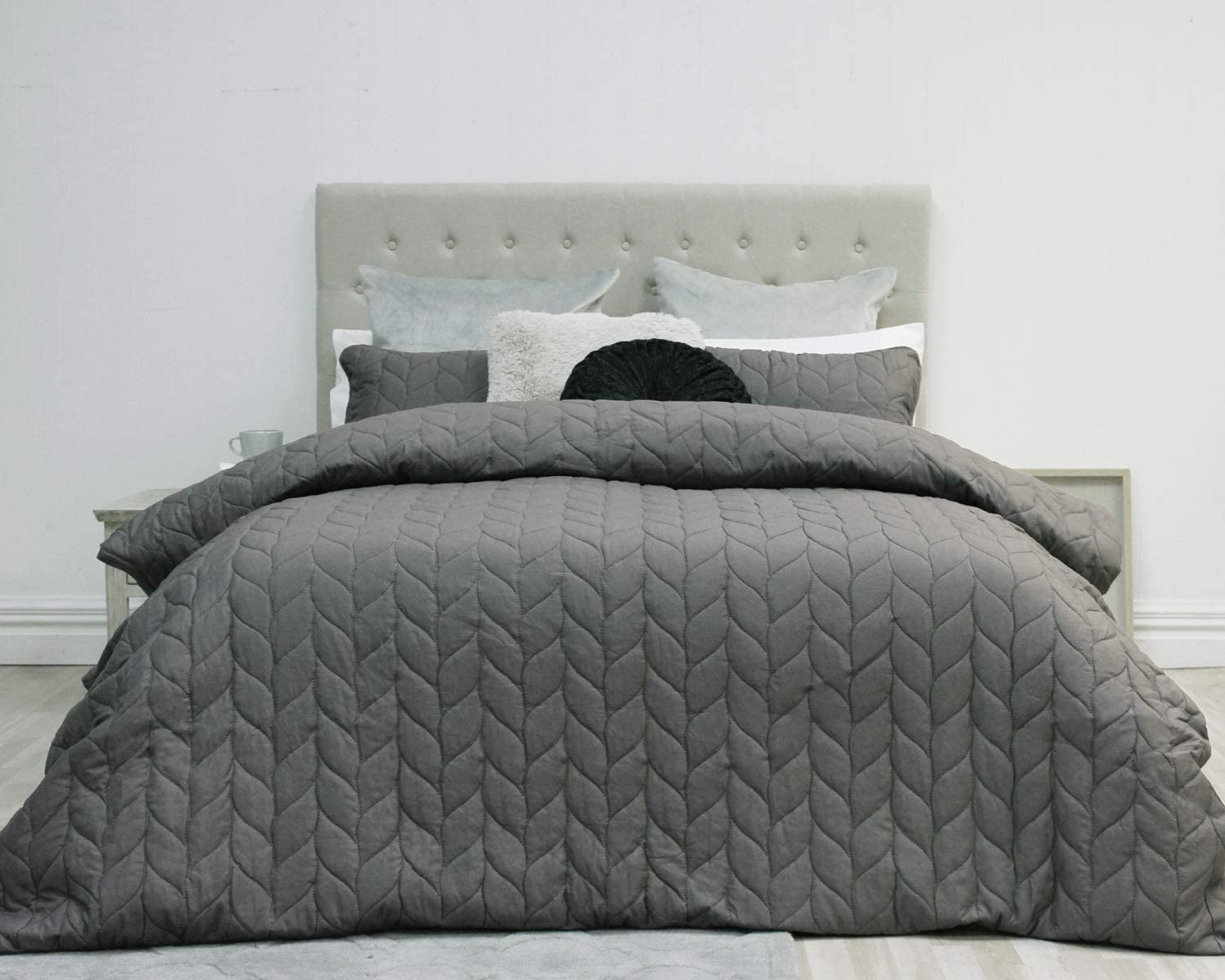 Price:$39.99 Theo Heat Pressed Duvet Cover Set – 3-Piece, Soft& Comfy Bedding Comforter Cover Set- Wrinkle Resistance Quilted Embossed Bed Cover(Charcoal, Queen) : Home & Kitchen