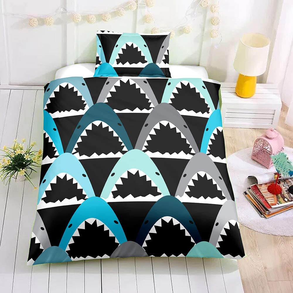 Price:$31.00 2PC Shark Bedding Sets Ocean Themed Twin Size Duvet Cover Sets for Kids,Boys and Teens (Twin, Shark) : Home & Kitchen