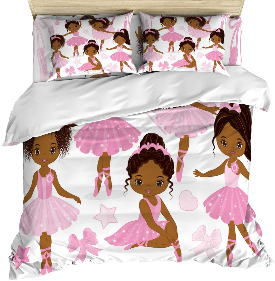 Price:$125.99 King Comforter Covers Sets Pink Cute Ballerina Girl 4 Piece Duvet Cover Set Lightweight Microfiber Soft Bedding Set for Adult Teen, Black Girls Ballet Princess Dancer : Home & Kitchen