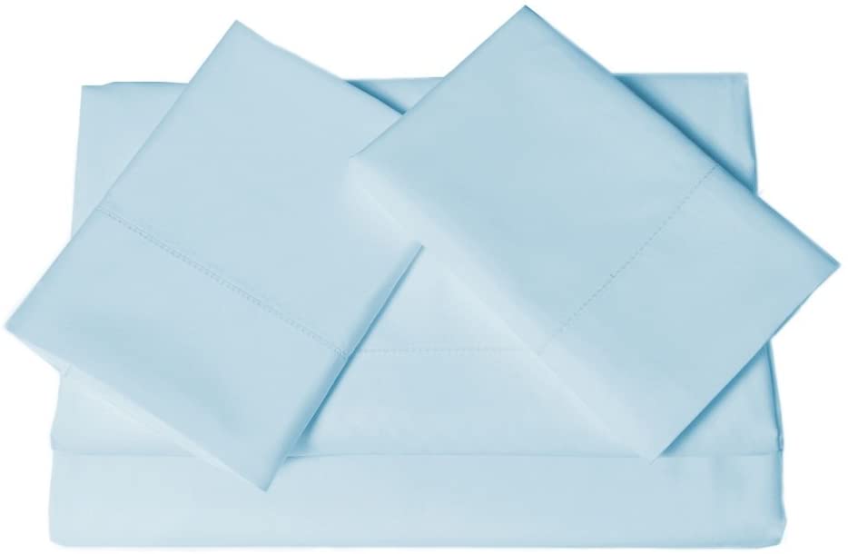 Price:$91.38 Living 800 Thread Count Egyptian Cotton Sateen Extra Deep Pocket Sheet Set, King, Blue : Home & Kitchen