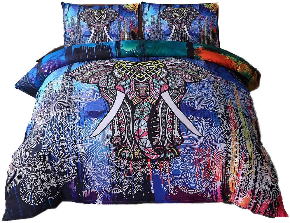 Price:$38.99 Duvet Cover Set Queen Size Boho Bedding Sets Soft Fashion Microfiber Indian Quilt Covers with Zipper Closure (3Pcs, Queen Size) : Home & Kitchen