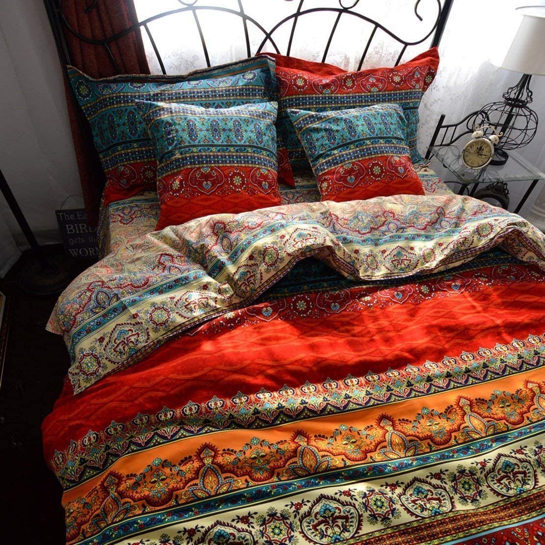 Price:$119.00 Boho Style Duvet Cover Set, Colorful Stripe Bedding Sets, Bohemia Bedding Set Baroque Style Bedding Set 3pcs Queen Size : Home & Kitchen