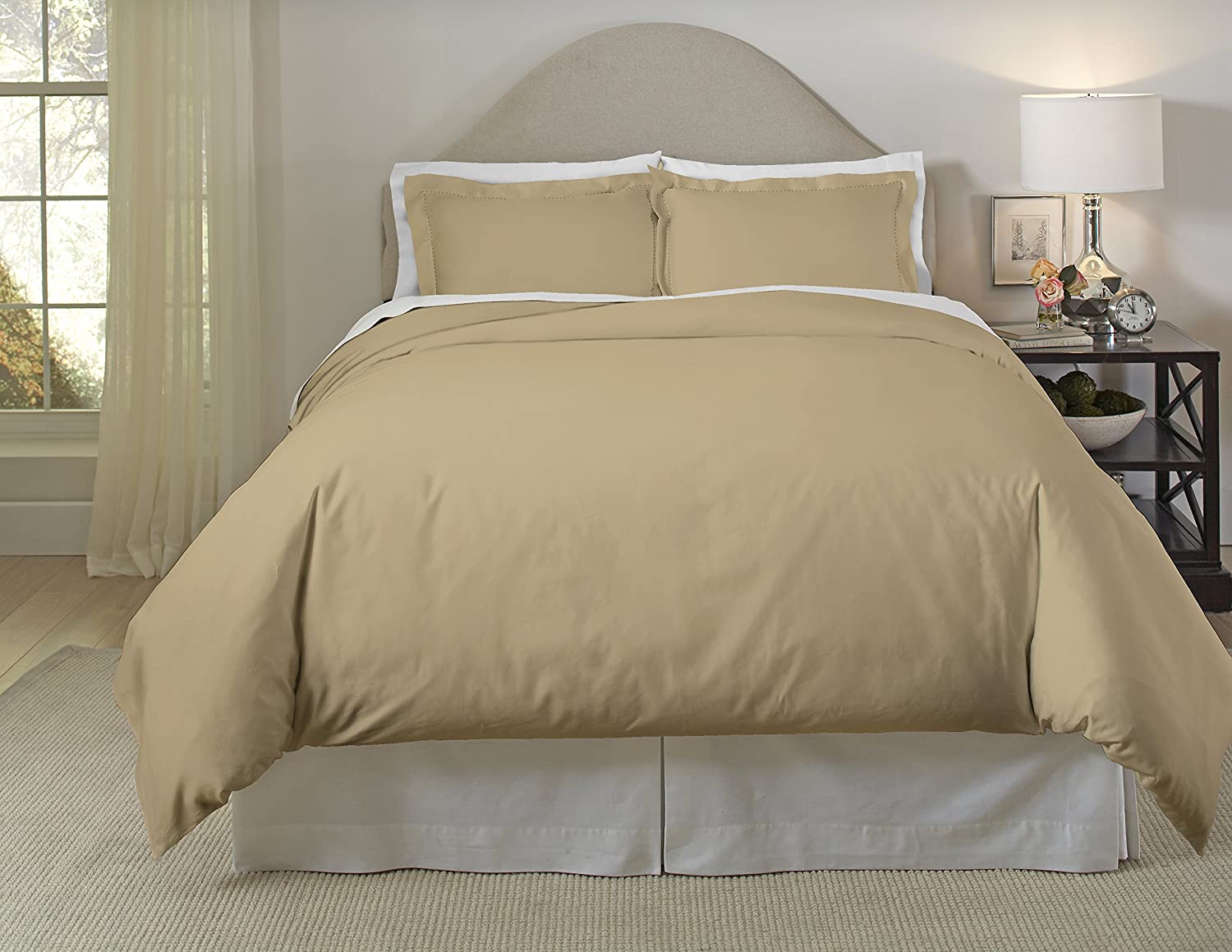 Price:$61.33 410TC Long Staple Cotton Oversized Duvet Set, Full/Queen, Elm : Home & Kitchen