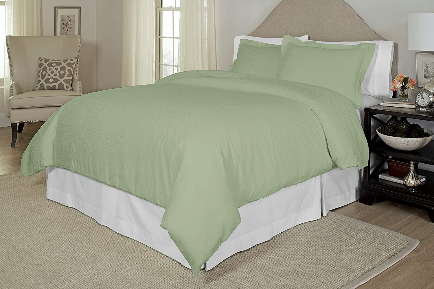 Price:$45.87 300 Thread Count Printed Duvet Set, King/California King, Sage : Home & Kitchen