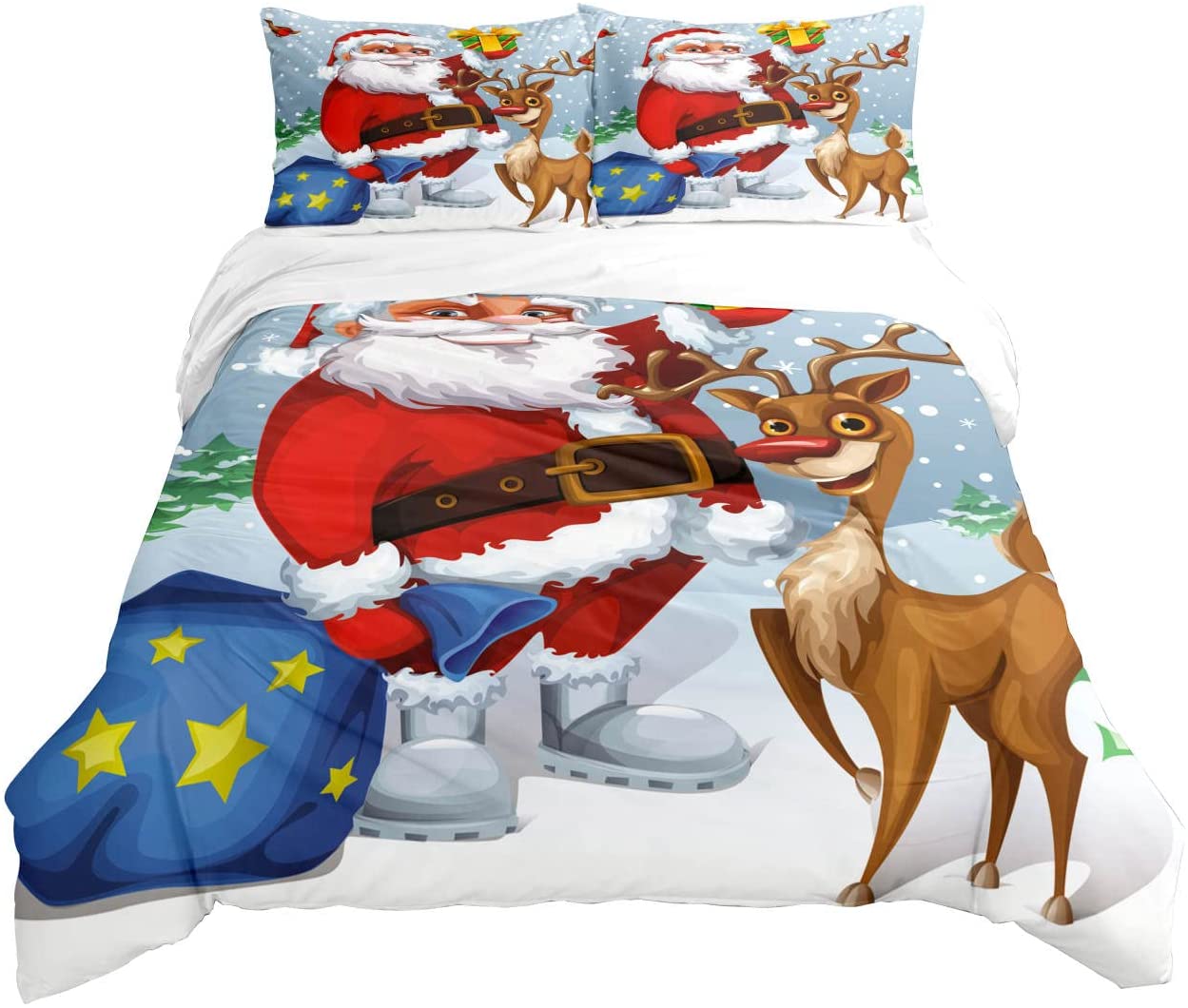 Price:$35.65 Christmas Duvet Cover,Santa Claus Deer Printed Comforter Cover,Christmas Quilt Sets,Santa Claus Duvet Cover Set,Snowman Bedding Christmas Comforter Cover(Full, Santa Claus 1) : Home & Kitchen