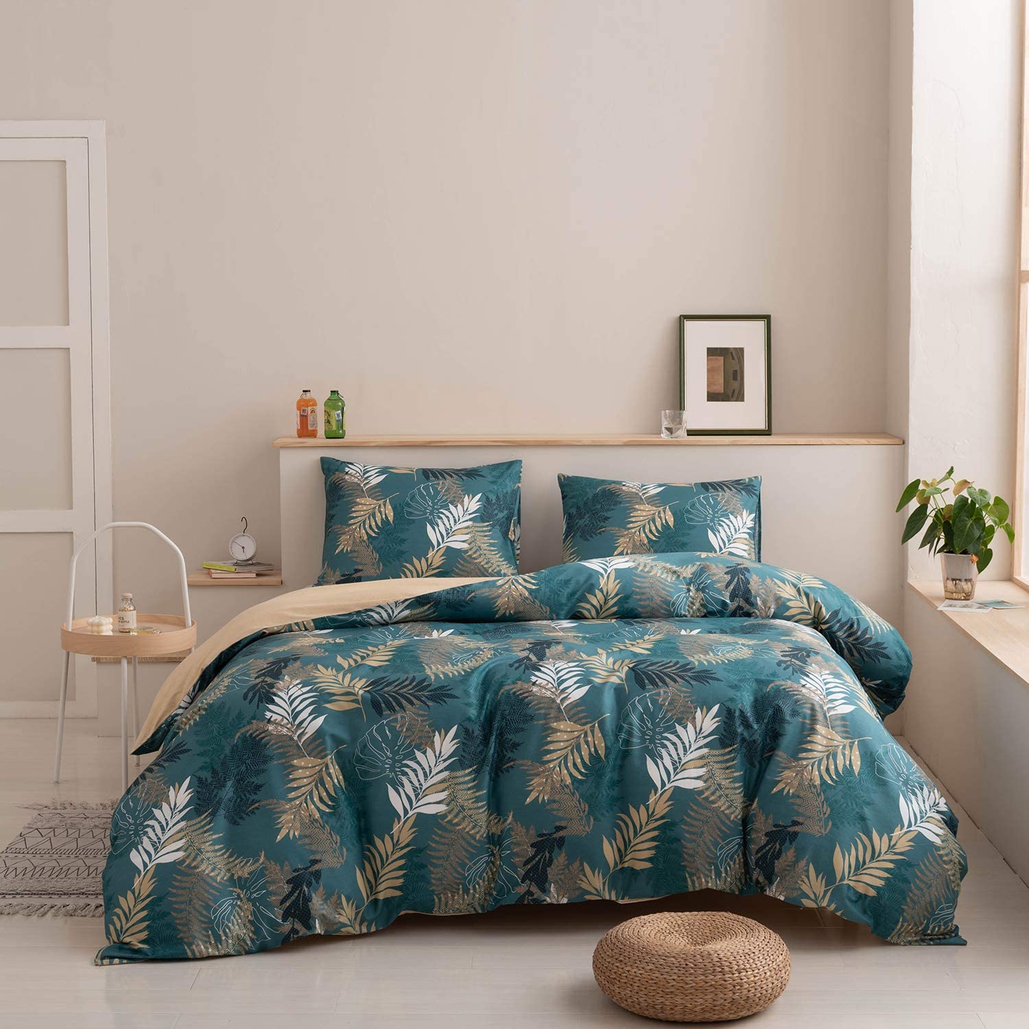 Price:$62.99 Chic Green Brown Duvet Cover Sets Super Soft Cotton Tropical Branches Printed Bedding Sets (No Comforter) Twin Cottage Floral Bedding Set (1 Duvet Cover 2 Pillow Cases) : Home & Kitchen