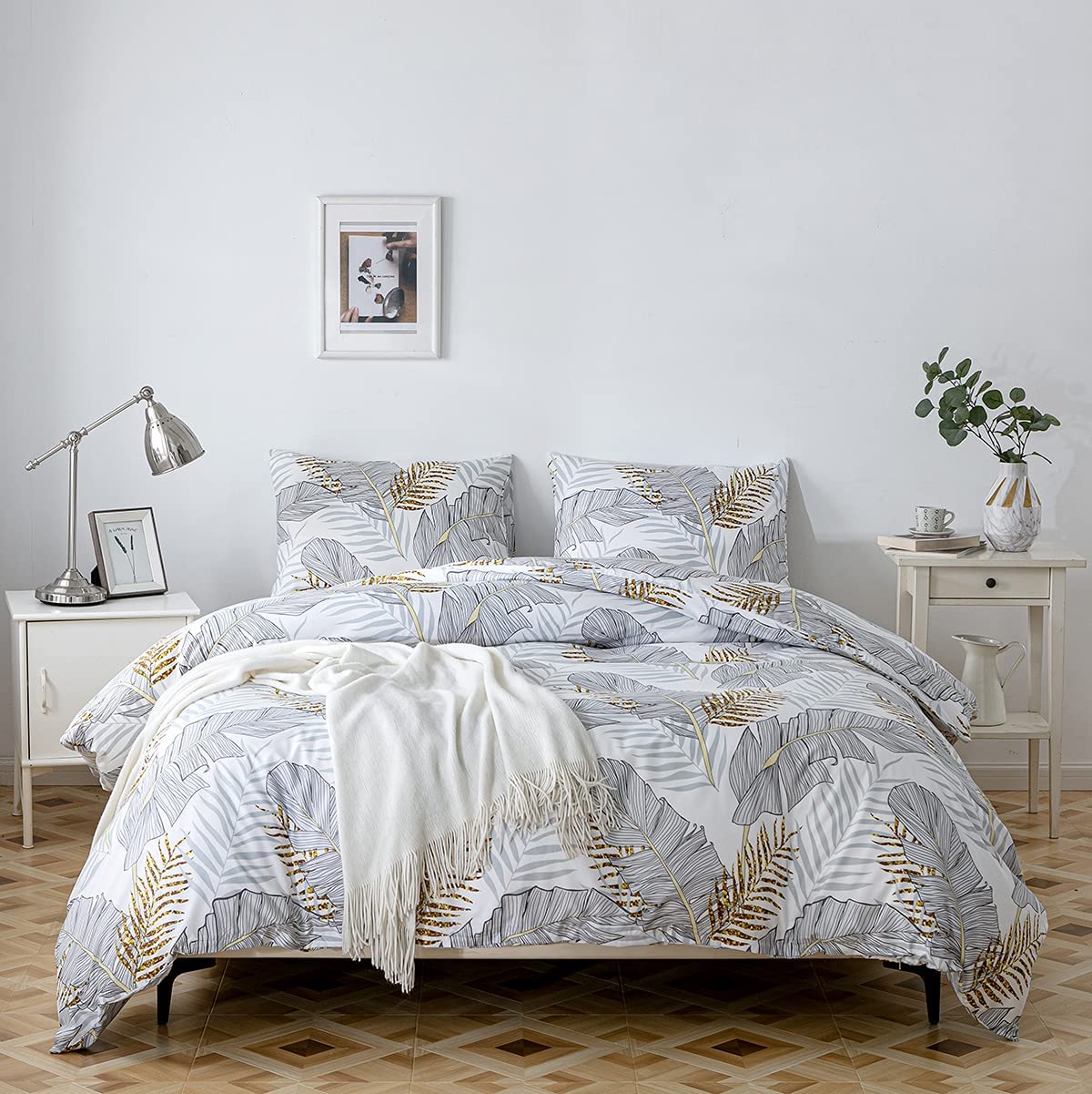 Price:$18.99 Duvet Cover Set,Bedding Set Printed Duvet Cover,100% Washed Ultra-Soft Microfiber 3 Pieces, Soft and Breathable (Bananaleaf,King) : Home & Kitchen