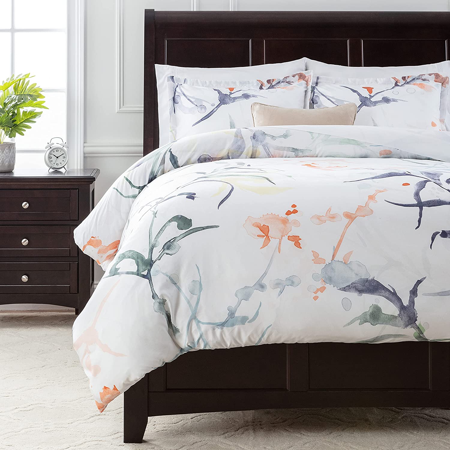 Price:$44.99 Bedding Watercolor Floral Print Duvet Cover 3-Piece Set - Double Brushed Microfiber Duvet Cover - Breathable Washable - Wrinkle, Fade, and Stain Resistant - Queen Size : Home & Kitchen