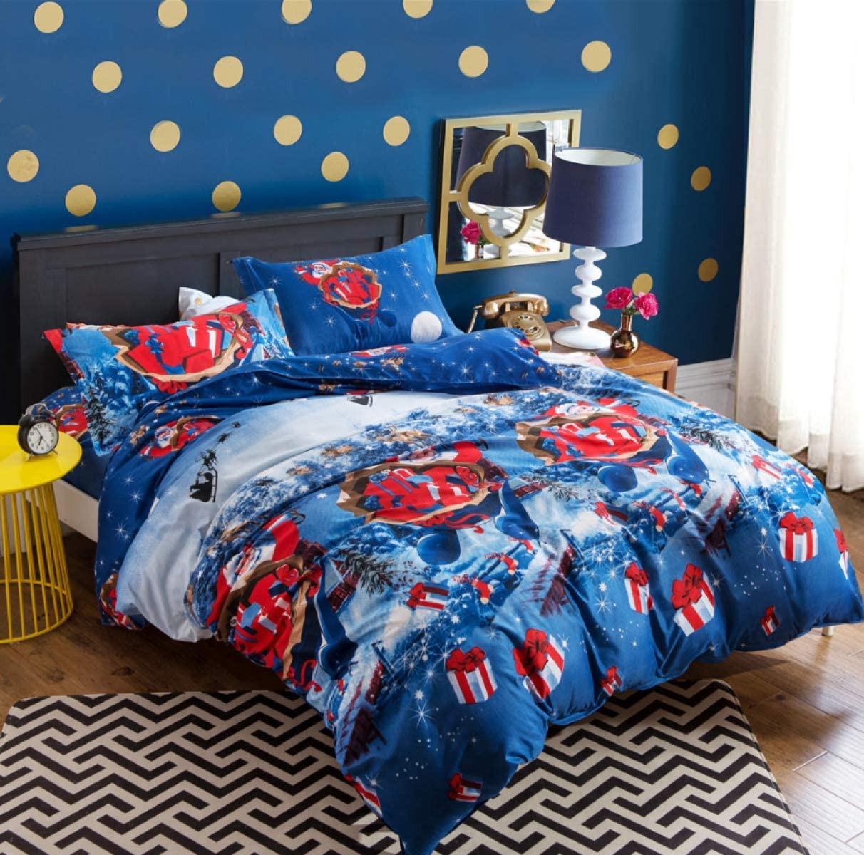 Price:$27.99 3D Bedding Sets Duvet Cover Home Textile Blue Winter Christmas Pattern Series Queen Size (150 × 200 cm (2PCS)) : Home & Kitchen