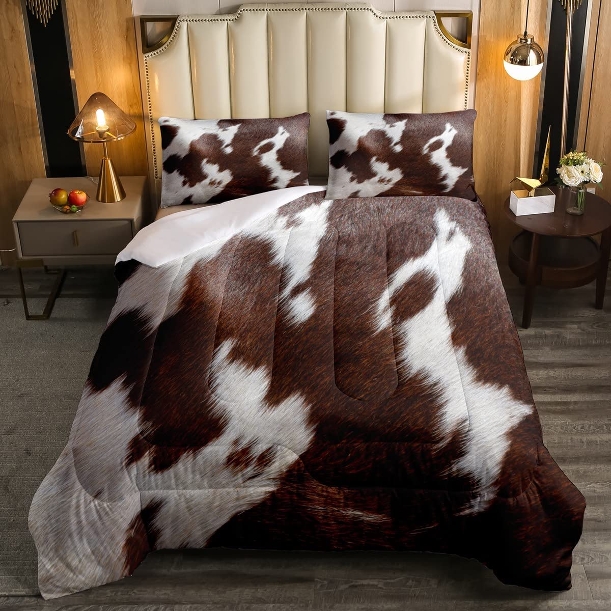 Price:$59.99 Cow Print Comforter Set, Brown White Cowhide Down Comforter Queen, Farmhouse Animal Hair Duvet Sets for Kids Teens Adult Western Cowboy Rustic Bedding Set Home Room Decoration : Home & Kitchen
