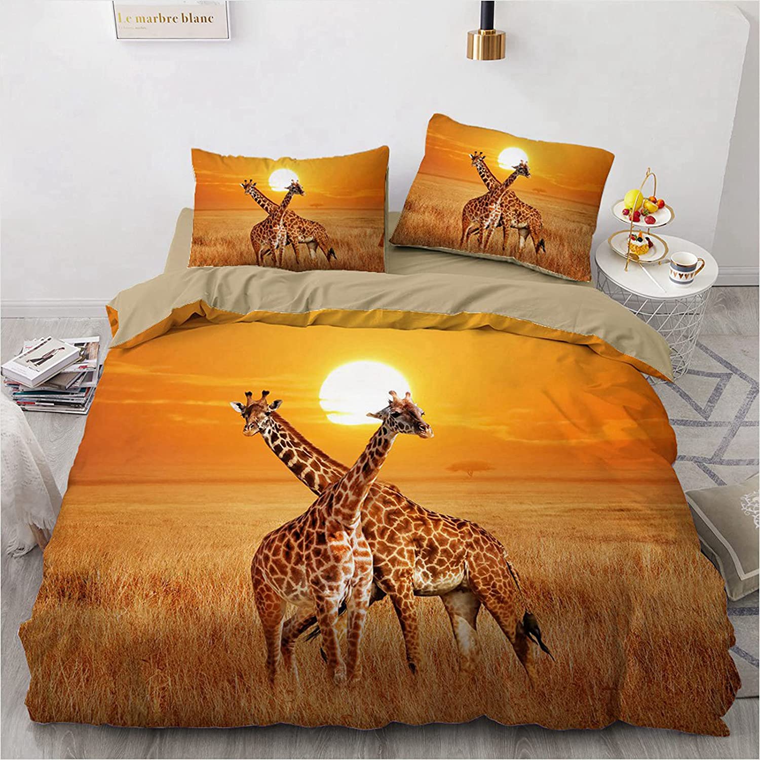 Price:$40.00 3D Giraffe Comforter Sets Duvet Cover Bedding Animal Bed Set Lovely Giraffe Animal Pattern Digital Printed Duvet Cover Giraffe Bedding Zoo Bedspreads Cute Duvet Covers (A,Twin(68"x88")) : Home & Kitchen