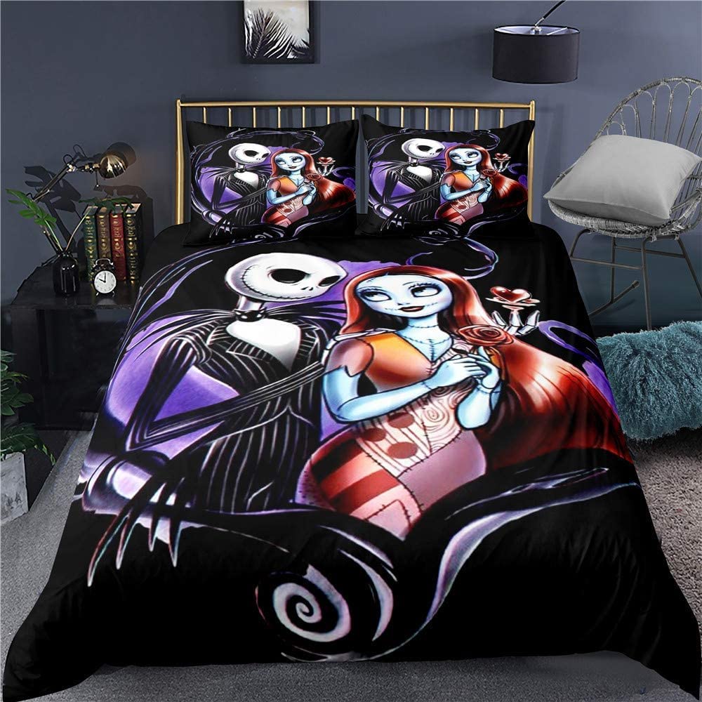 Price:$59.70 Nightmare Before Christmas Bedding Set Valentine's Day Decor Gifts Present Jack Skellington Sally Bed Comforter Cover 1PC Duvet Cover with 2PC Pillowcases Full Size : Home & Kitchen