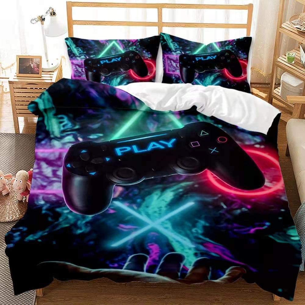 Price:$40.99 Bedding Set for Boy Girl, Digital Printing, Superfine Fiber Duvet Cover Set,Gamers, Science Fiction Style Duvet Cover Fit Teenagers Children（Twin） : Home & Kitchen