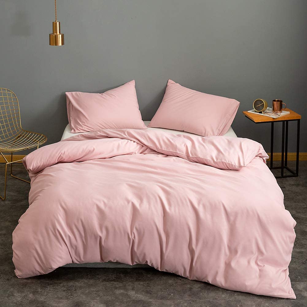 Price:$41.99 Solid Color Ultra Soft Duvet Cover Set, Microfiber 3 Piece Set with Zipper Closure, High Thread Count Bedding Collection, 1 Comforter Cover and 2 Pillow Shams (Pink, Queen) : Home & Kitchen