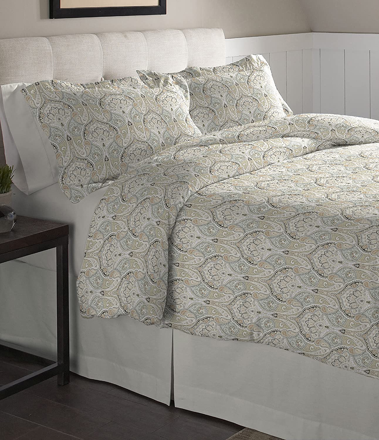 Price:$48.41 Flannel Oversized Duvet Set, Full/Queen, Paisley : Home & Kitchen