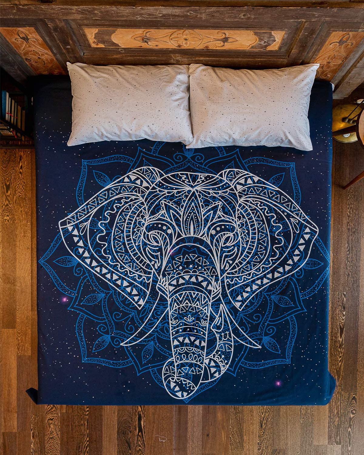 Price:$69.90 Elephant 100% Cotton Bohemian Mandala Elephant Themed Duvet Cover Set, Full/Queen Size Bedding Set, Duvet Cover and 2 Pillowcases, (3 Pieces) : Home & Kitchen