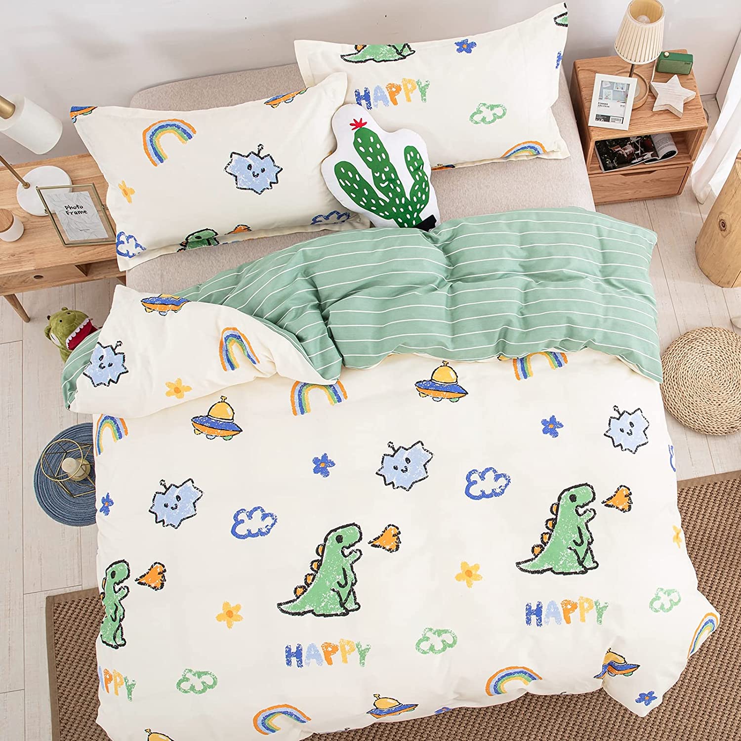 Price:$33.99 Kids Duvet Cover Set Cotton for Boys Girls Cartoon Cute Bedding Set 3 Pieces Soft Winter Quilt Cover Queen with Pillowcase Bedding Collection : Everything Else