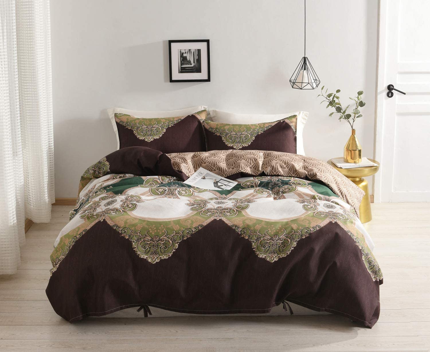 Price:$19.99 3 Piece Ethnic Bohemian Style Nice and Vivid Color Bedding Sets/Collections,Morocco Boho Chic Stripe Pattern Duvet Cover Sets with Shams,Exotic for Home Decor,King. : Home & Kitchen