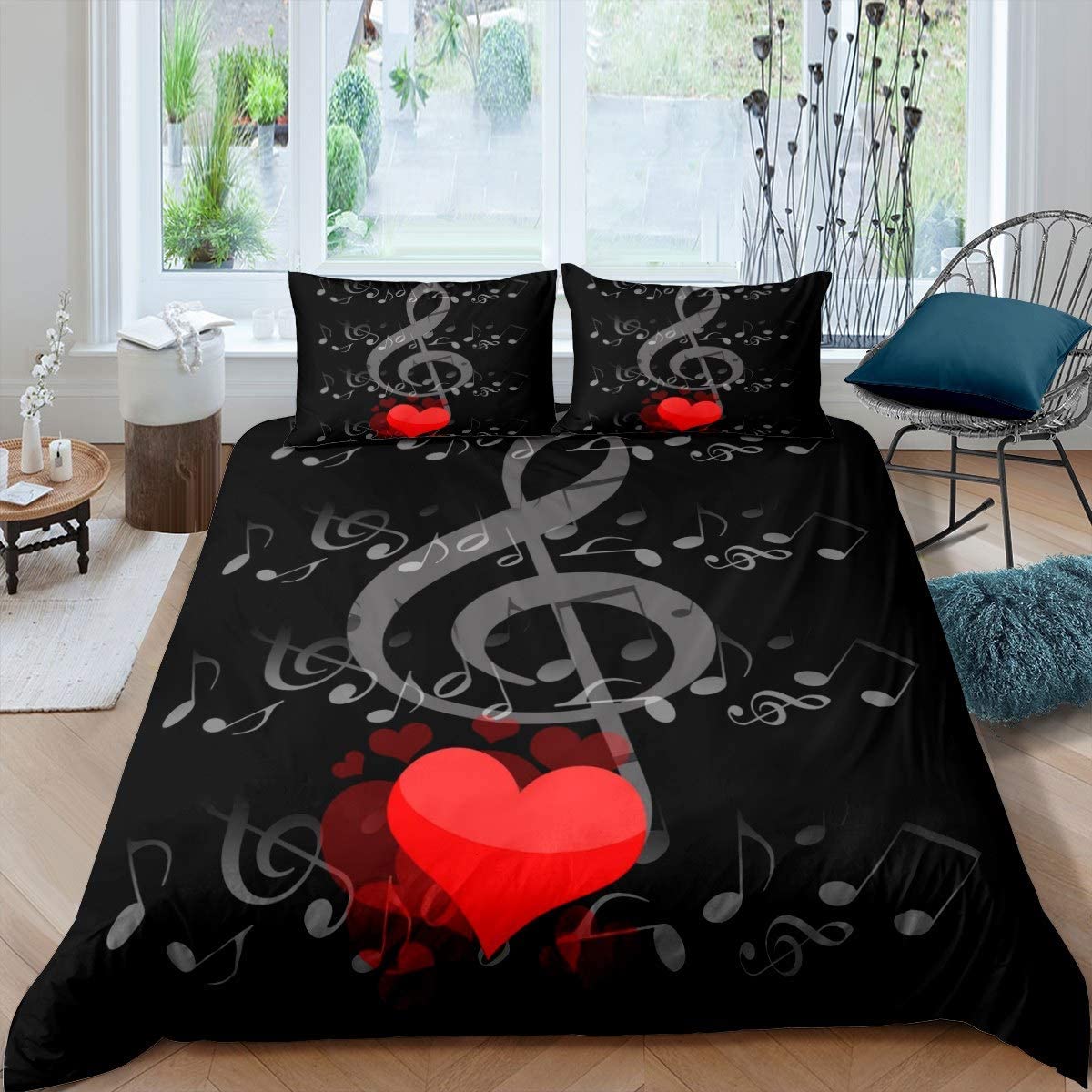 Price:$47.00 Note Melody Comforter Cover Set Music Theme Bedding Set for Kids Boys Girls Jazz Blues Rock Classical Music Duvet Cover Set Luxury Quilt Cover Bedroom Collection 3Pcs King Size : Home & Kitchen