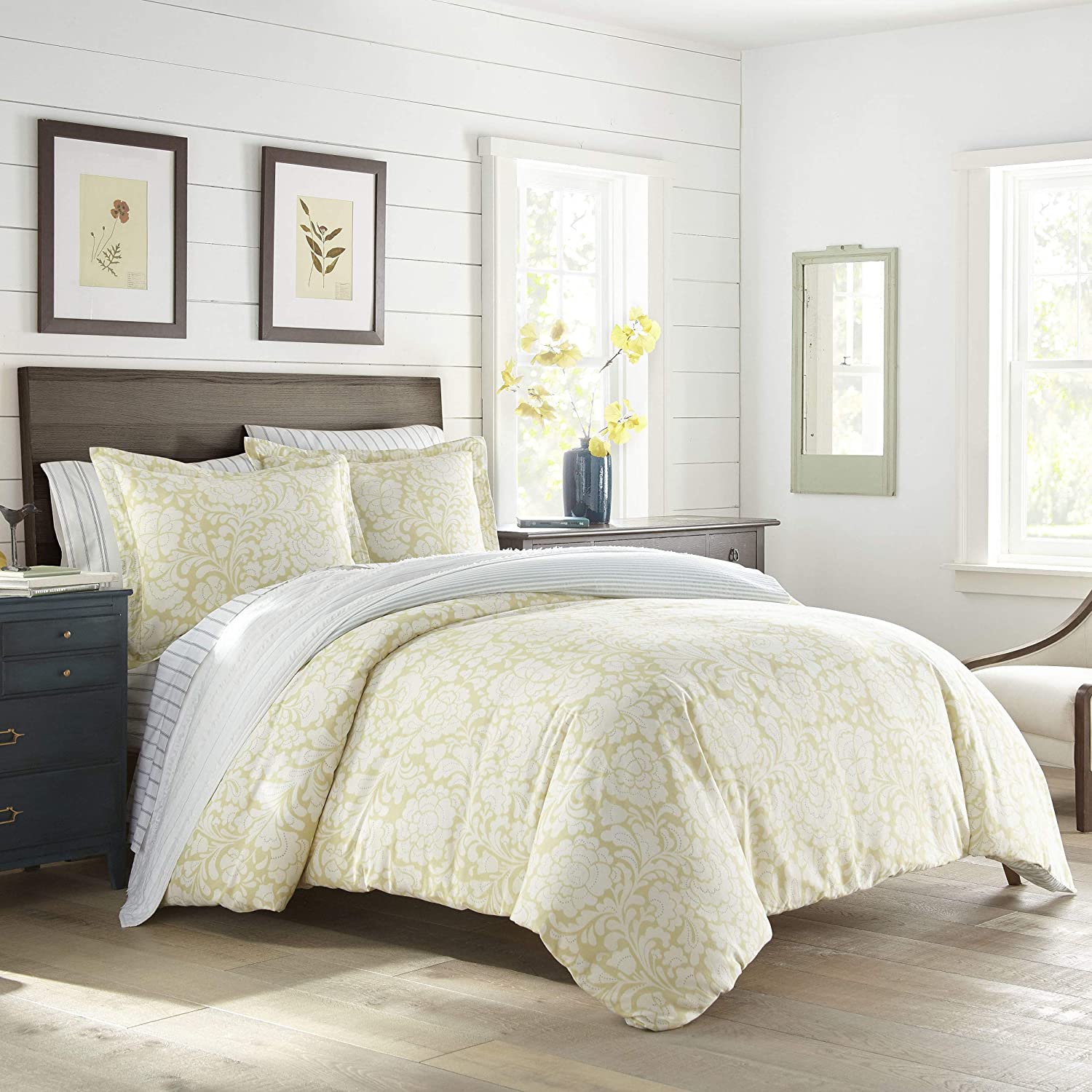 Price:$97.23 Cottage Day Lilly Cotton Yellow King Duvet Cover Set : Home & Kitchen