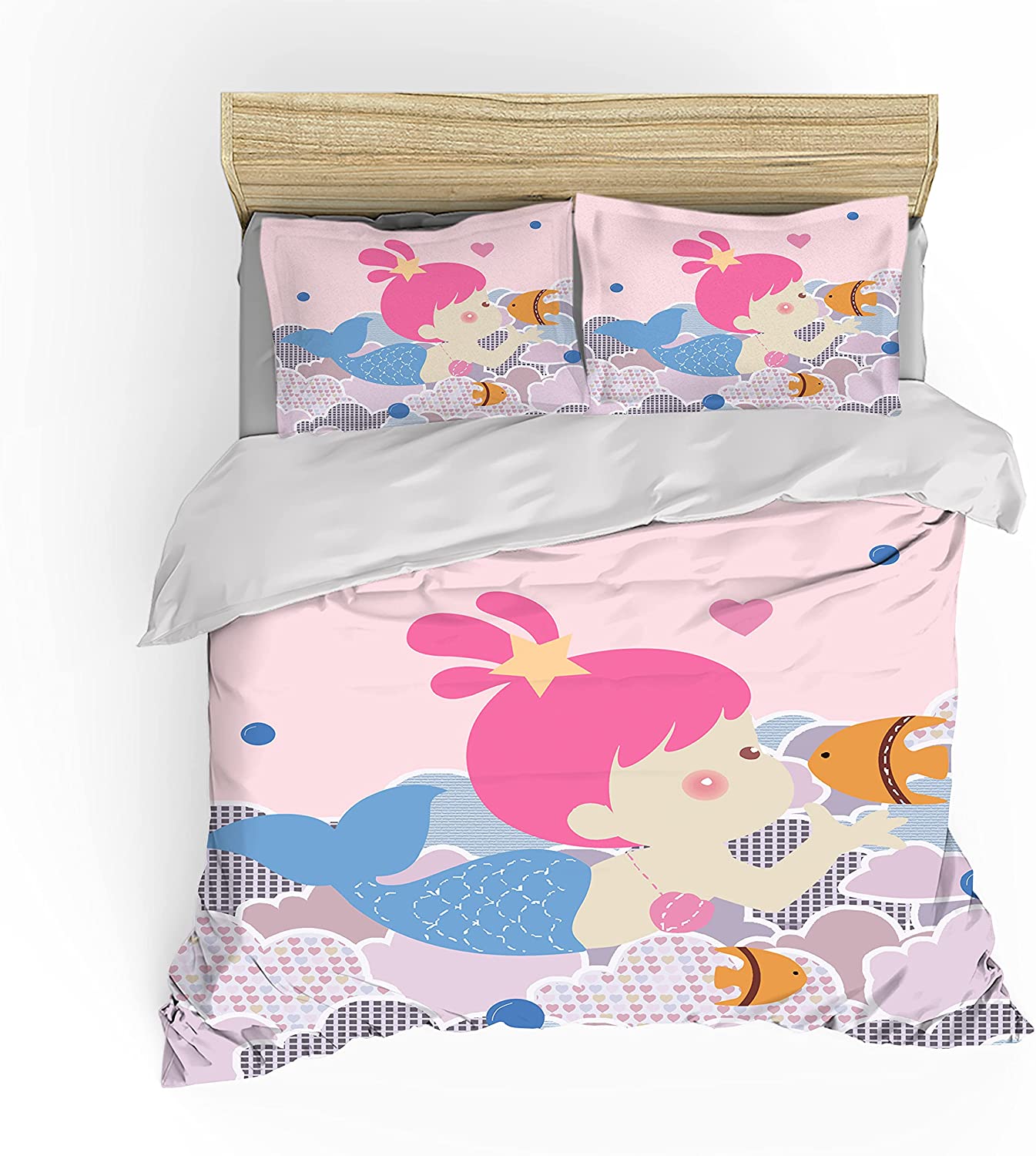 Price:$46.99 Cartoon Duvet Cover Set for Boys Girls Dinosaur Little Mermaid Print Bedding Sets 1 Duvet Cover Pillowcases No Comforter (Mermaid, Queen) : Home & Kitchen