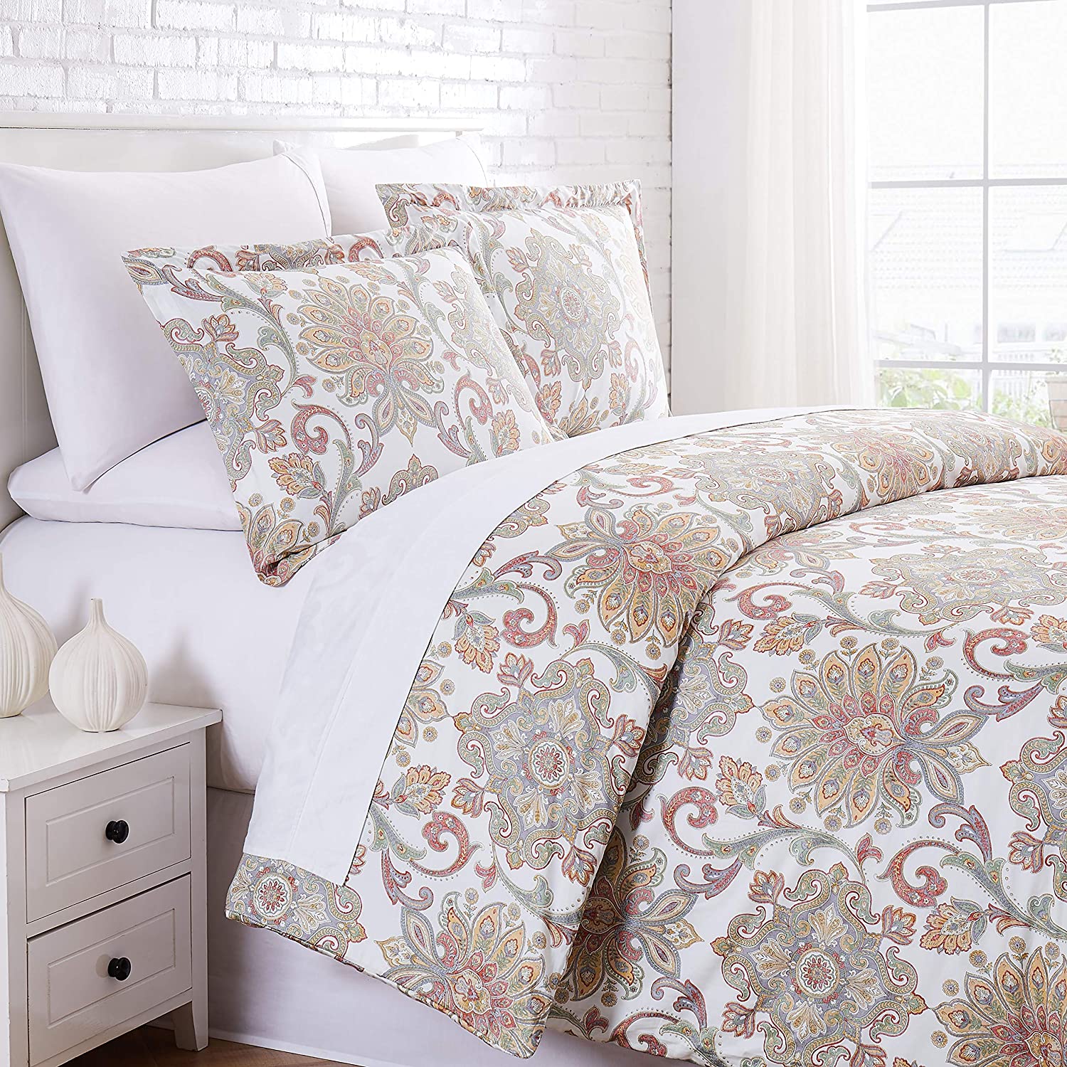 Price:$89.99 FINE LIVING Serenity Collection, 300 Thread-Count, Premium Quality Single-Ply, Long Staple Cotton Sateen Duvet Cover Set, King / California King, Rust : Home & Kitchen