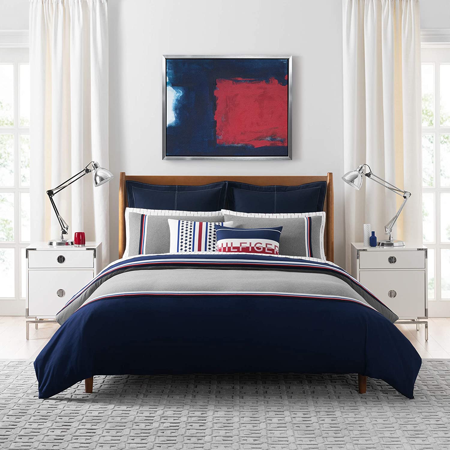 Price:$102.53 Hilfiger Sport Stripe Duvet Cover Set Twin Navy : Home & Kitchen