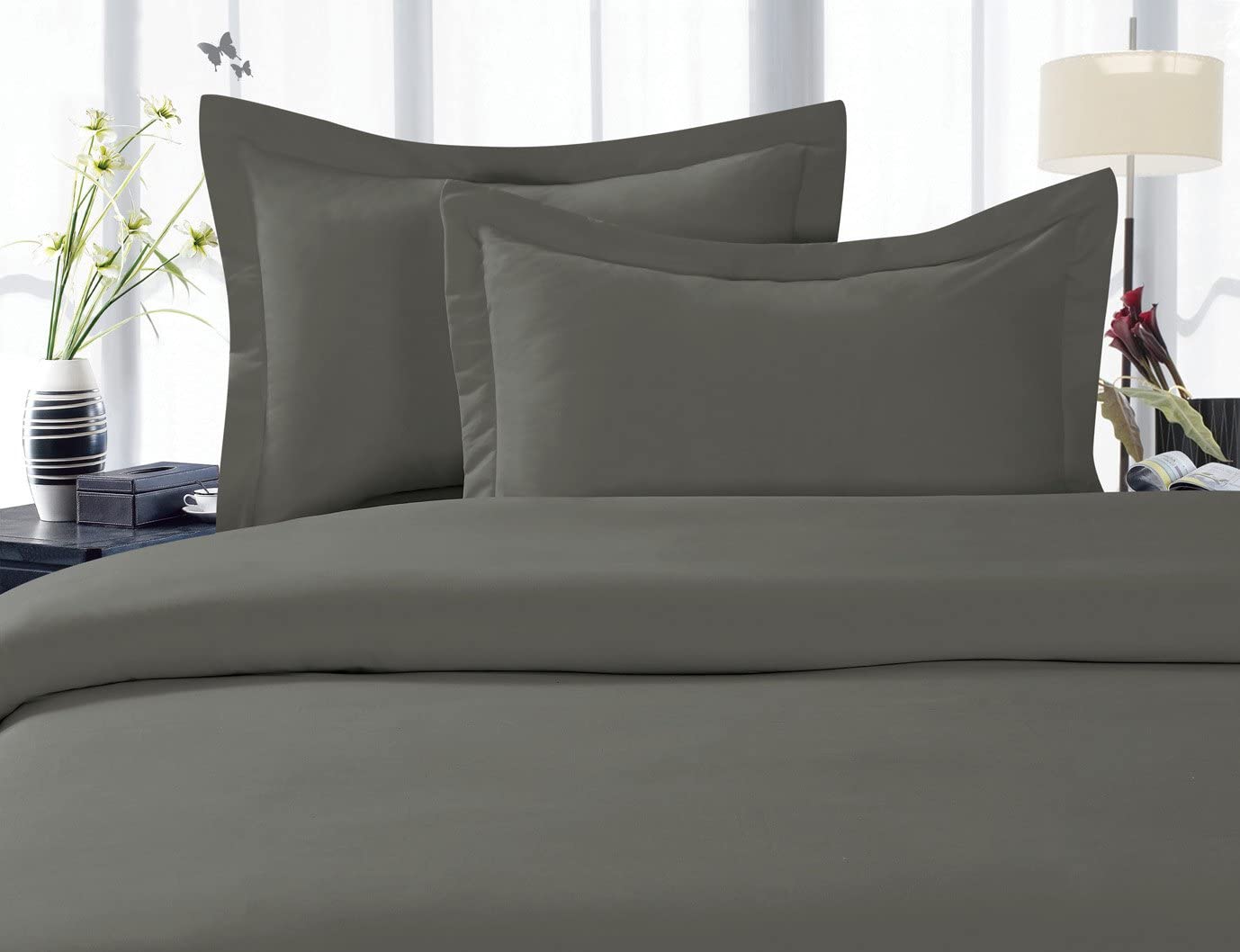 Price:$22.99 Linen Best, Softest, Coziest Duvet Cover Ever! 1500 Thread Count Egyptian Quality Luxury Super Soft Wrinkle Free 3-Piece Duvet Cover Set , King/Cali King, Grey : Home & Kitchen