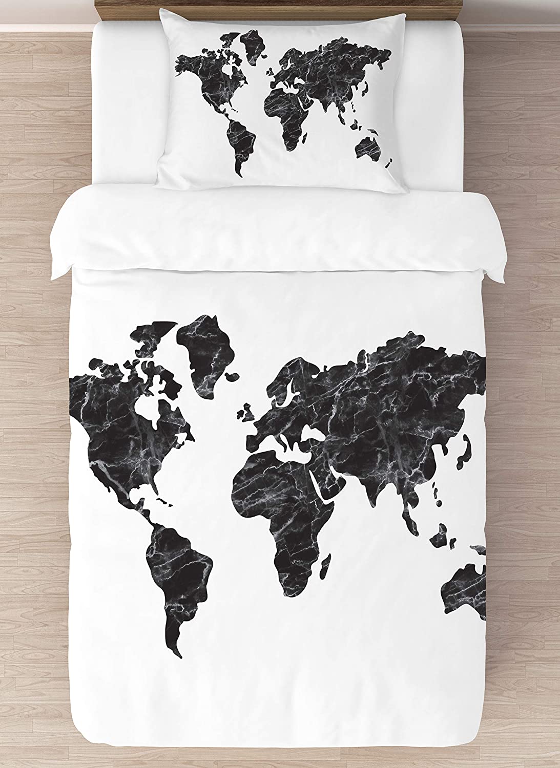 Price:$29.99 & Me Black and White Marble World Map Duvet Comforter Cover and Sham 2 pc. Twin/Twin XL Size Bedding Luxury College Dorm Teen Set : Home & Kitchen