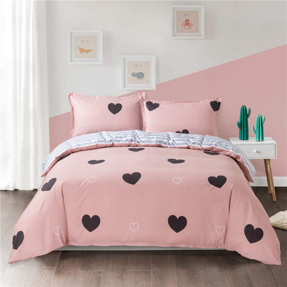 Price:$38.99 Love Heart Girls Queen Sheet Set, Microfiber 3pcs 1 Duvet Cover Without Quilt Insert and 2 Pillowcases, Bed Sheets for Room Decor True Love, Red, Queen(No Quilt) : Home & Kitchen