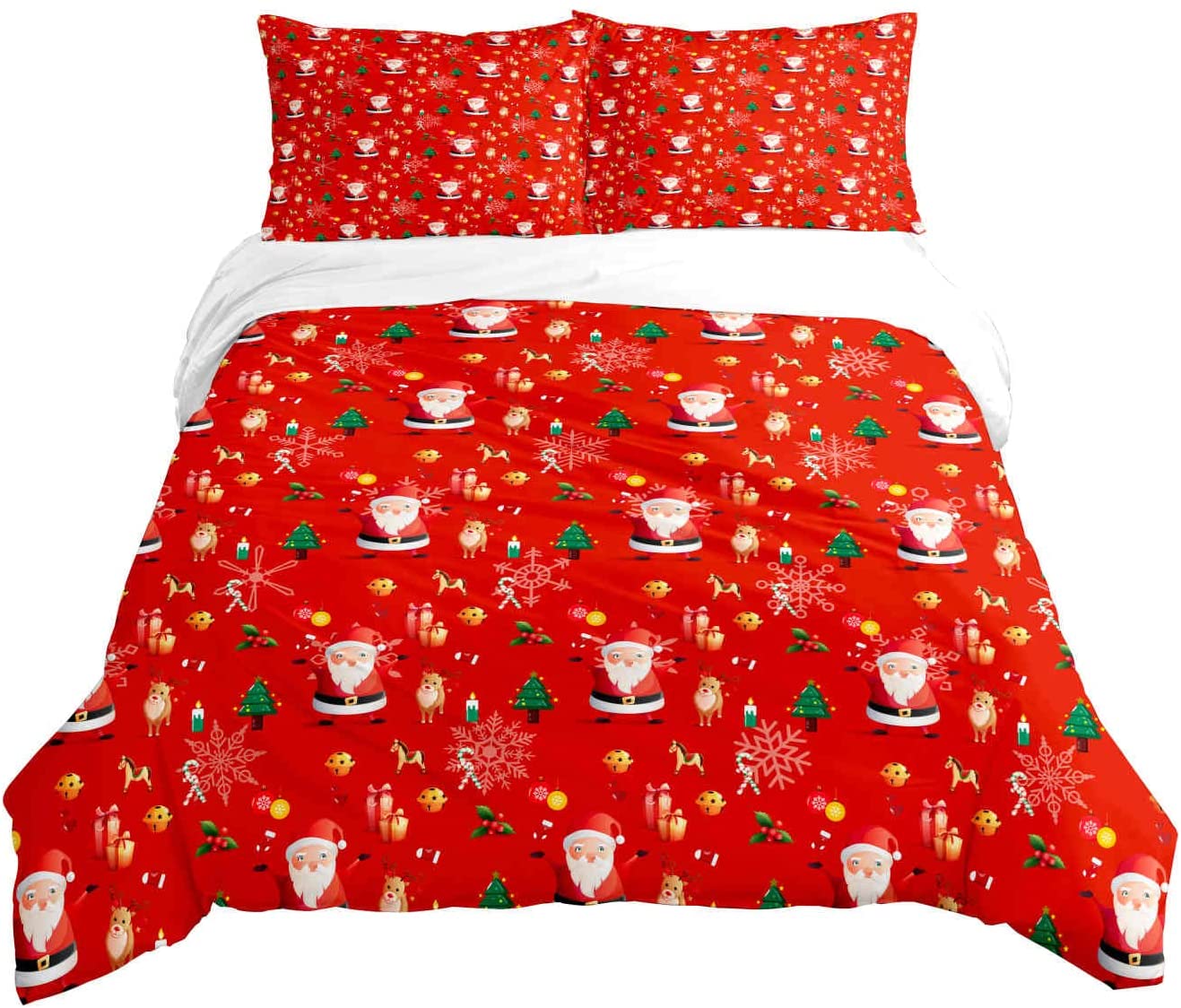 Price:$19.99 Christmas Duvet Cover,Red Deer Tree Snowflake Pattern Printed Bedding,Christmas Quilt Sets,Christmas Comforter Set, Christmas Bedding Sets,Christmas Duvet Cover Set (Twin,Santa Claus 1) : Home & Kitchen