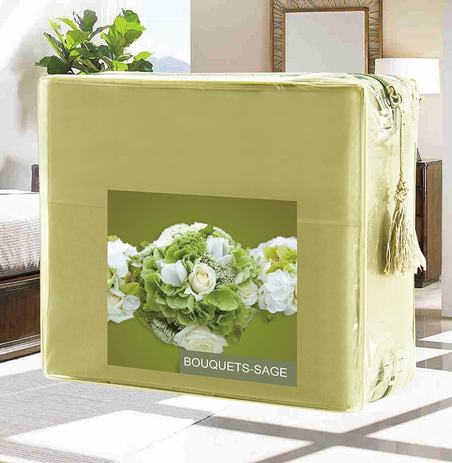 Price:$29.99 Duvet Cover Set on Amazon Elegant Comfort Wrinkle-Free 1500 Thread Count Egyptian Quality 3-Piece Duvet Cover Set - Flowers Collection Full/Queen, Sage-Green : Home & Kitchen