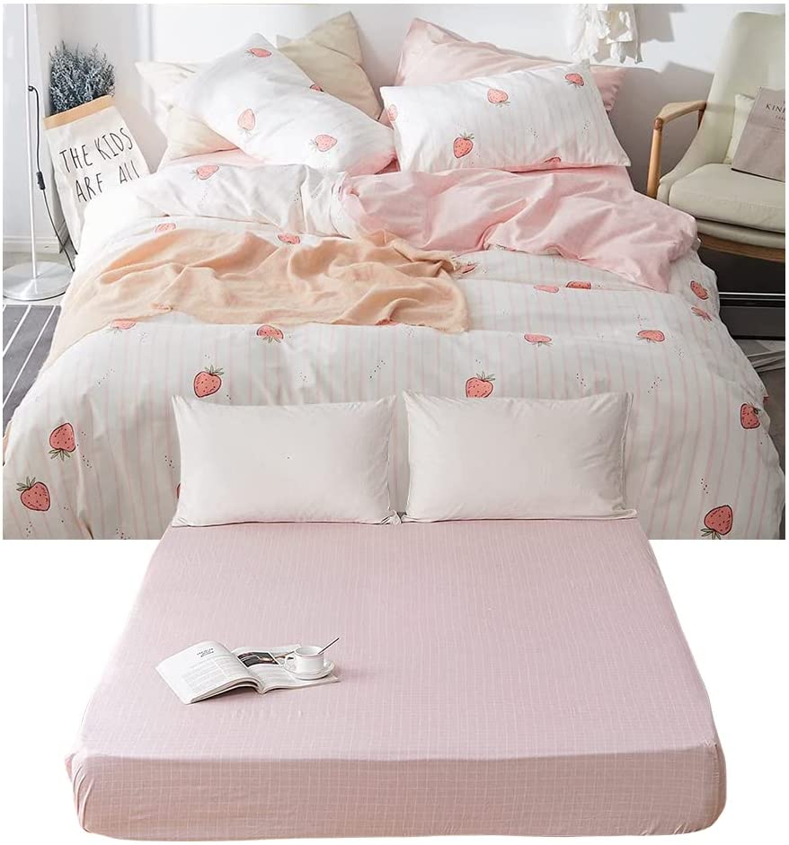 Price:$72.90 PCS Kawaii Pink Strawberry Bedding Set【1 Queen Duvet Cover + 2 Standard Pillowcases + 1 Queen Fitted Sheet】 : Home & Kitchen
