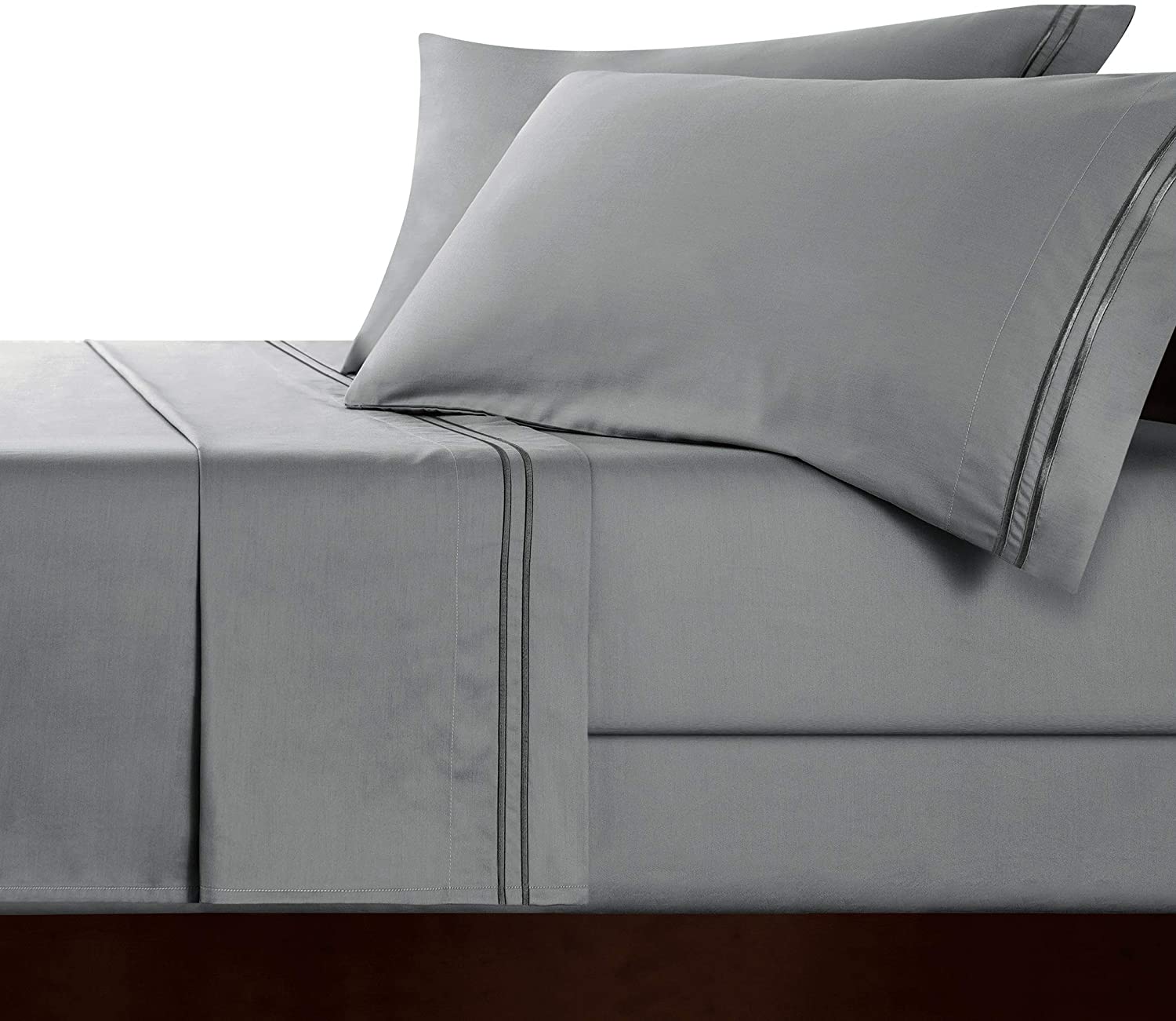 Price:$79.92 YI Luxury Cotton Bedding Duvet Covers Sets, 3 Piece Ultra Soft Comforter Set-Tencel Duvet Cover and 2 Pillowcases with Button Closure(King/California King,Gray) : Everything Else