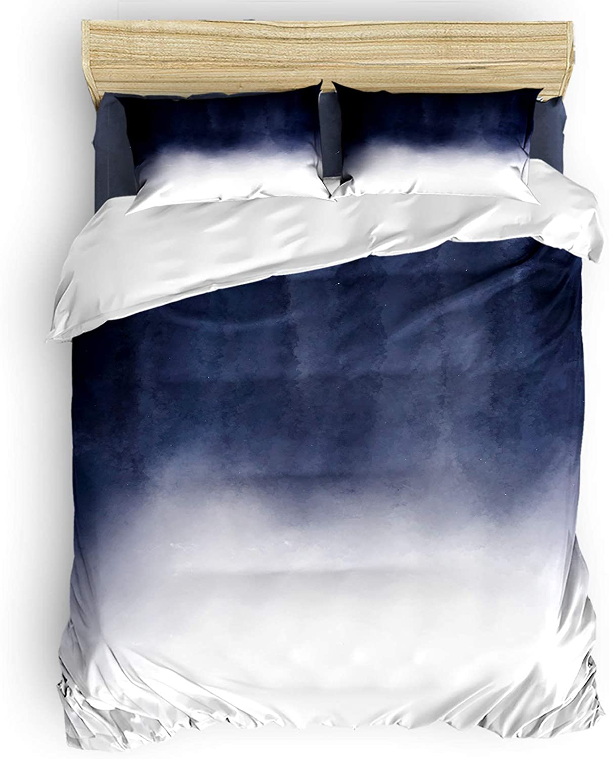 Price:$89.01 Bedding Luxury 4 Piece Bedding Set Full Size, Indigo Blue Comforter/Duvet/Quilt Cover Set with Bed Sheet Pillow Shams for Kids/Teens/Adults/School Abstract Artwork Gradient : Home & Kitchen