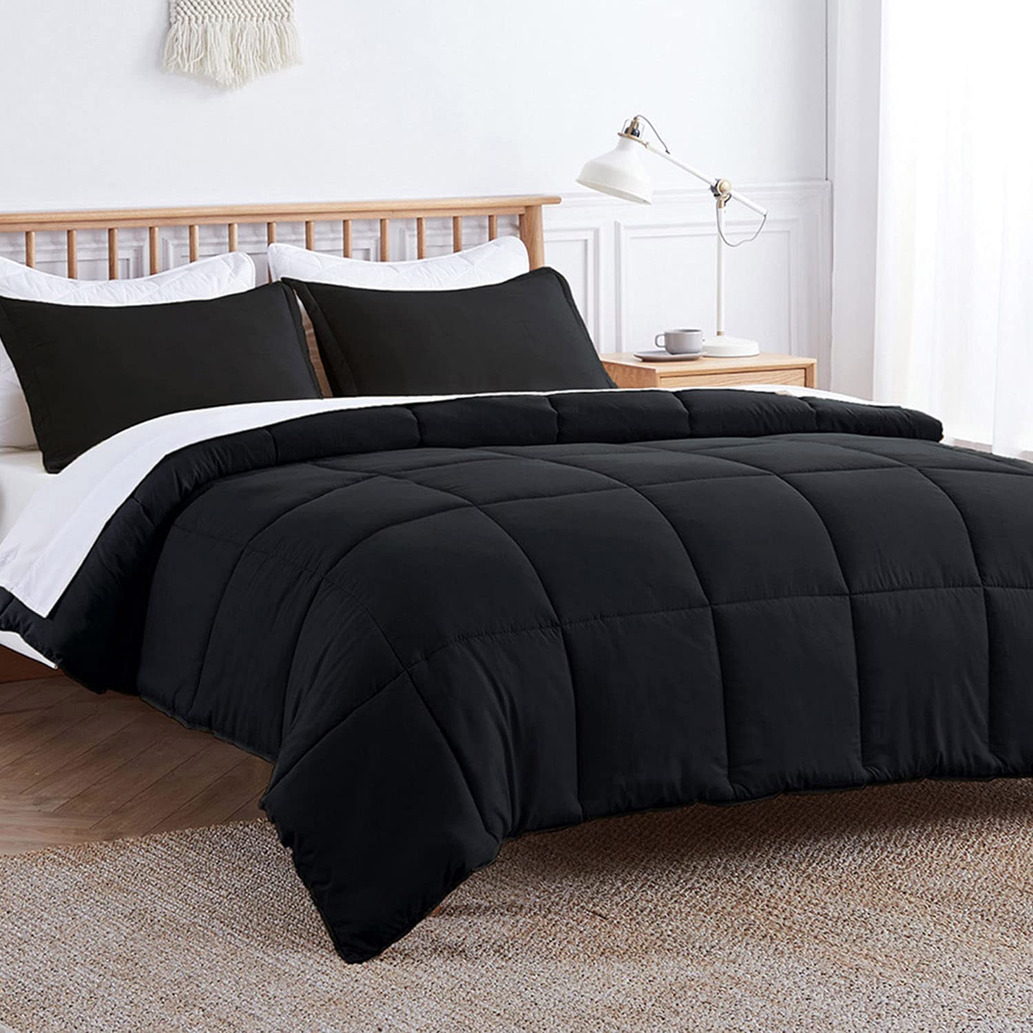 Price:$51.99 White Comforter Set King Size - All Season Soft Quilted Down Alternative Duvet Insert with Corner Tabs - Plush Microfiber Fill - Warmth Hypoallergenic Bed Comforter Set 3 Pieces, White : Home & Kitchen