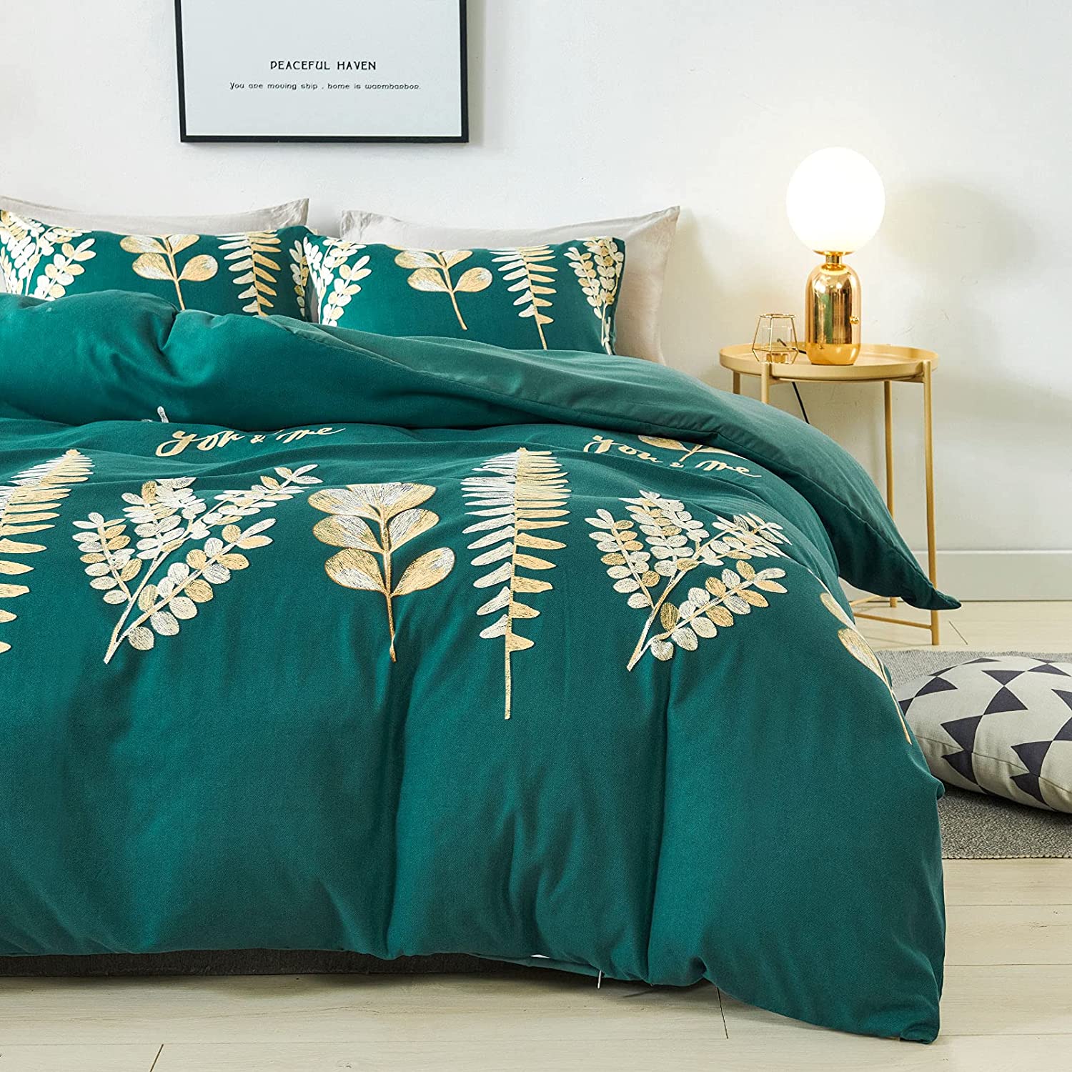 Price:$22.99 Duvet Cover Queen Size - Ultrafine Fiber Comforter Cover, Feathery Bedding Sets Thickened Microfiber Duvet Cover Set, Floral Comforter Set for All Season Use, 3 Piece-Leaves,Blackish-Green : Home & Kitchen