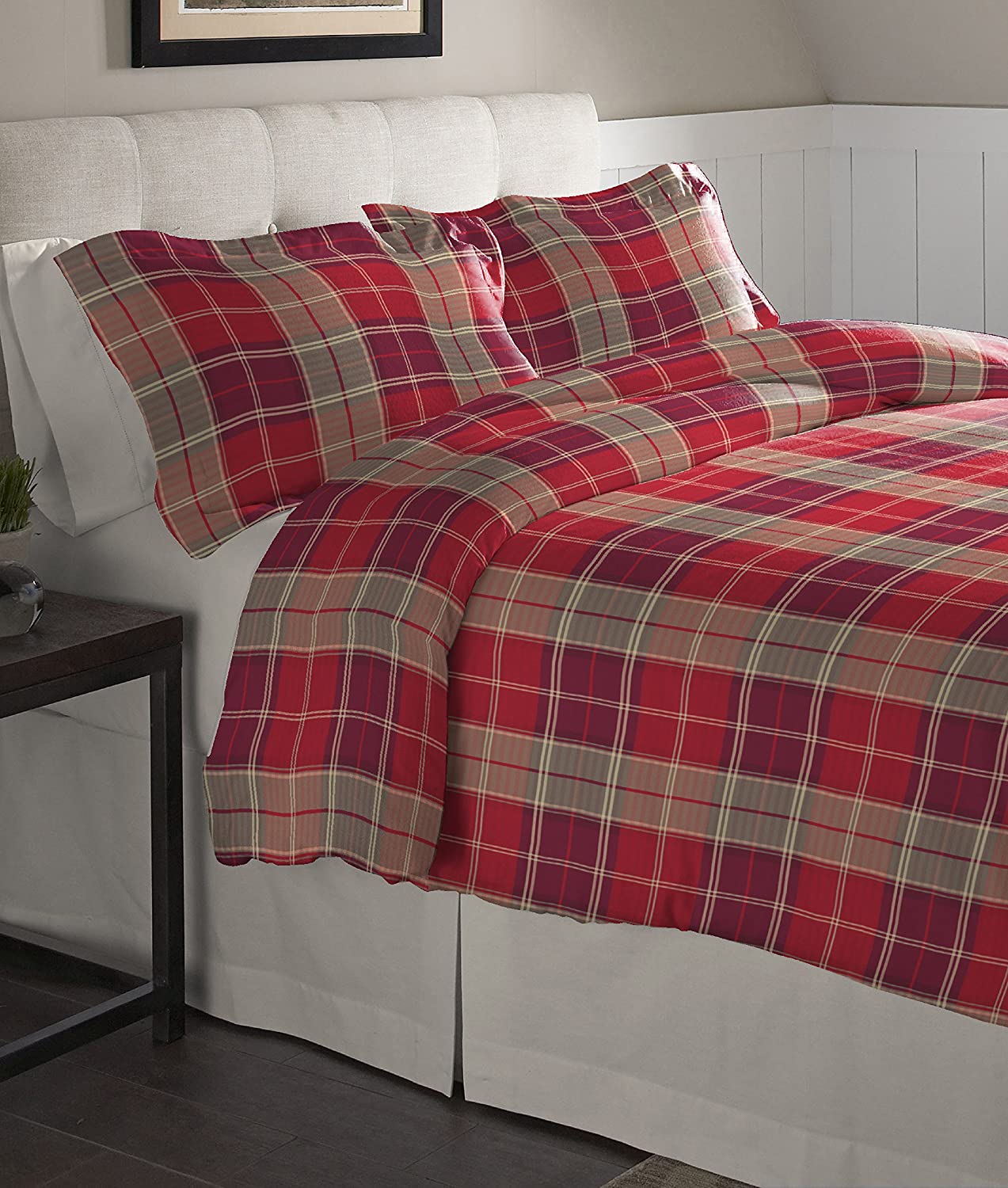 Price:$43.99 Flannel Oversized Duvet Set, Twin, Piedmont Plaid : Home & Kitchen