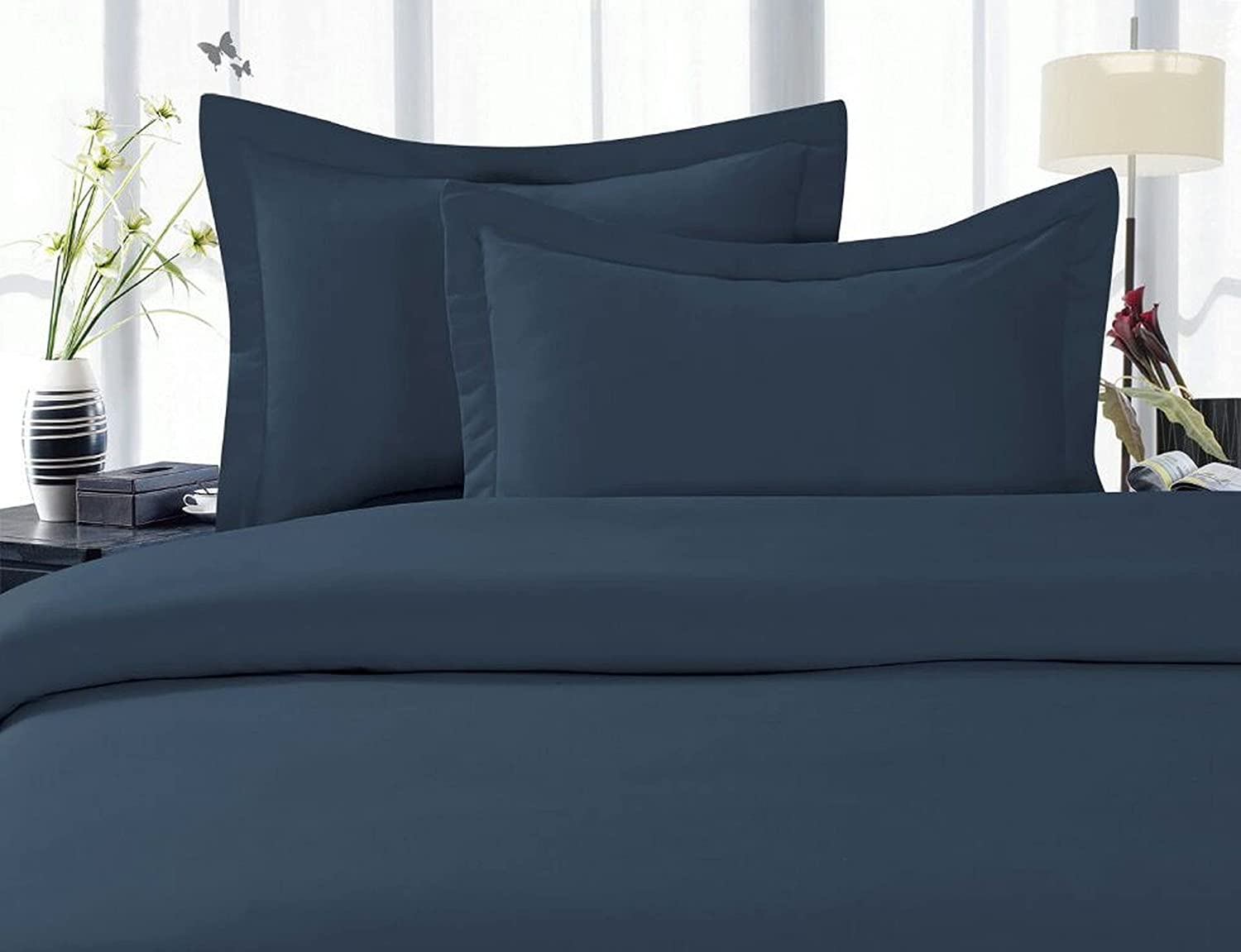 Price:$22.99 Linen Best, Softest, Coziest Duvet Cover Ever! 1500 Thread Count Egyptian Quality Luxury Super Soft Wrinkle Free 3-Piece Duvet Cover Set , King/Cali King, Navy Blue : Home & Kitchen