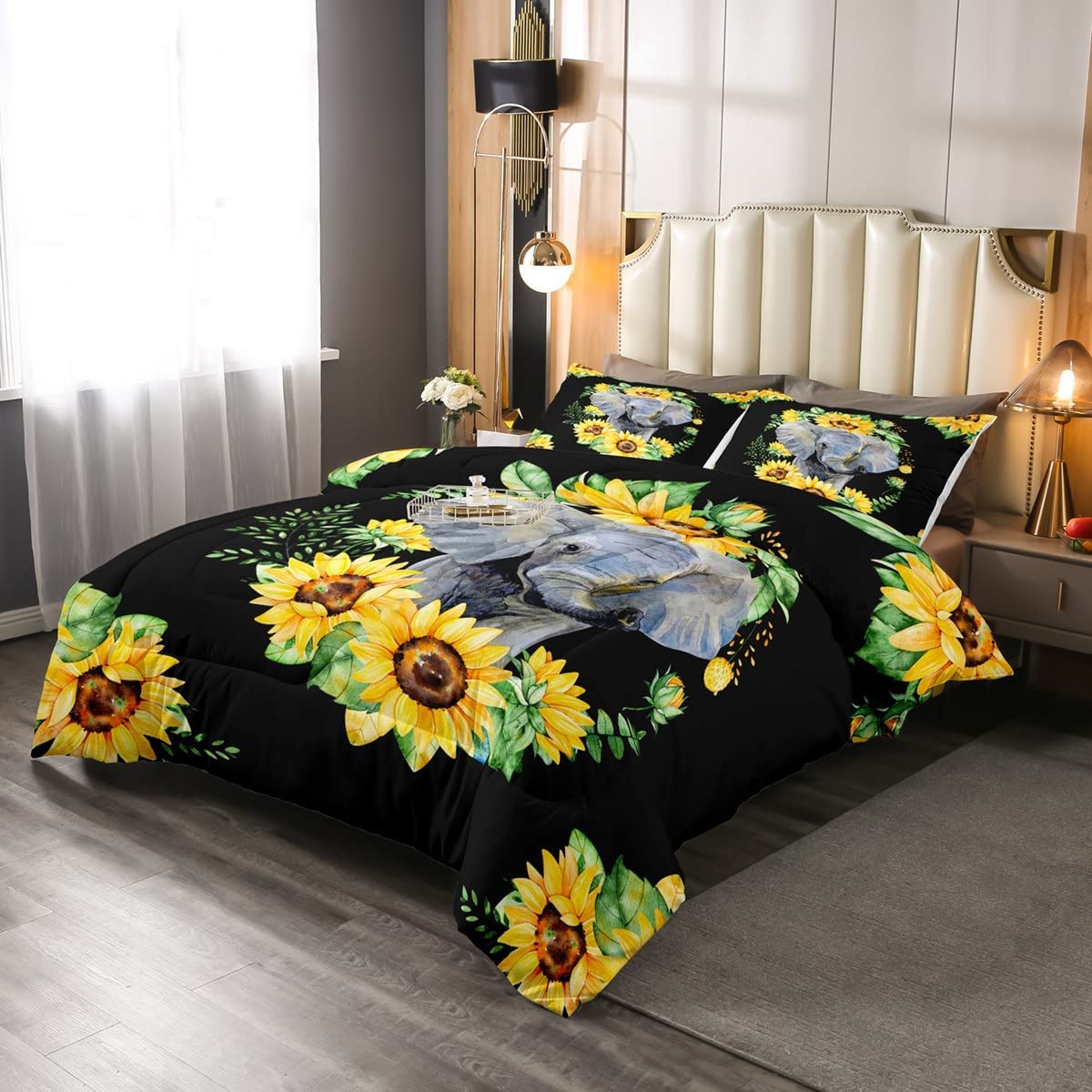 Price:$45.99 Comforter Set, Yellow Sunflower Down Comforter Twin Size for Kids Girls Teens Adult Bedroom Decor, African Safari Animal Duvet Sets Floral Petal Country Bedding Set with 1 Pillow Case : Home & Kitchen