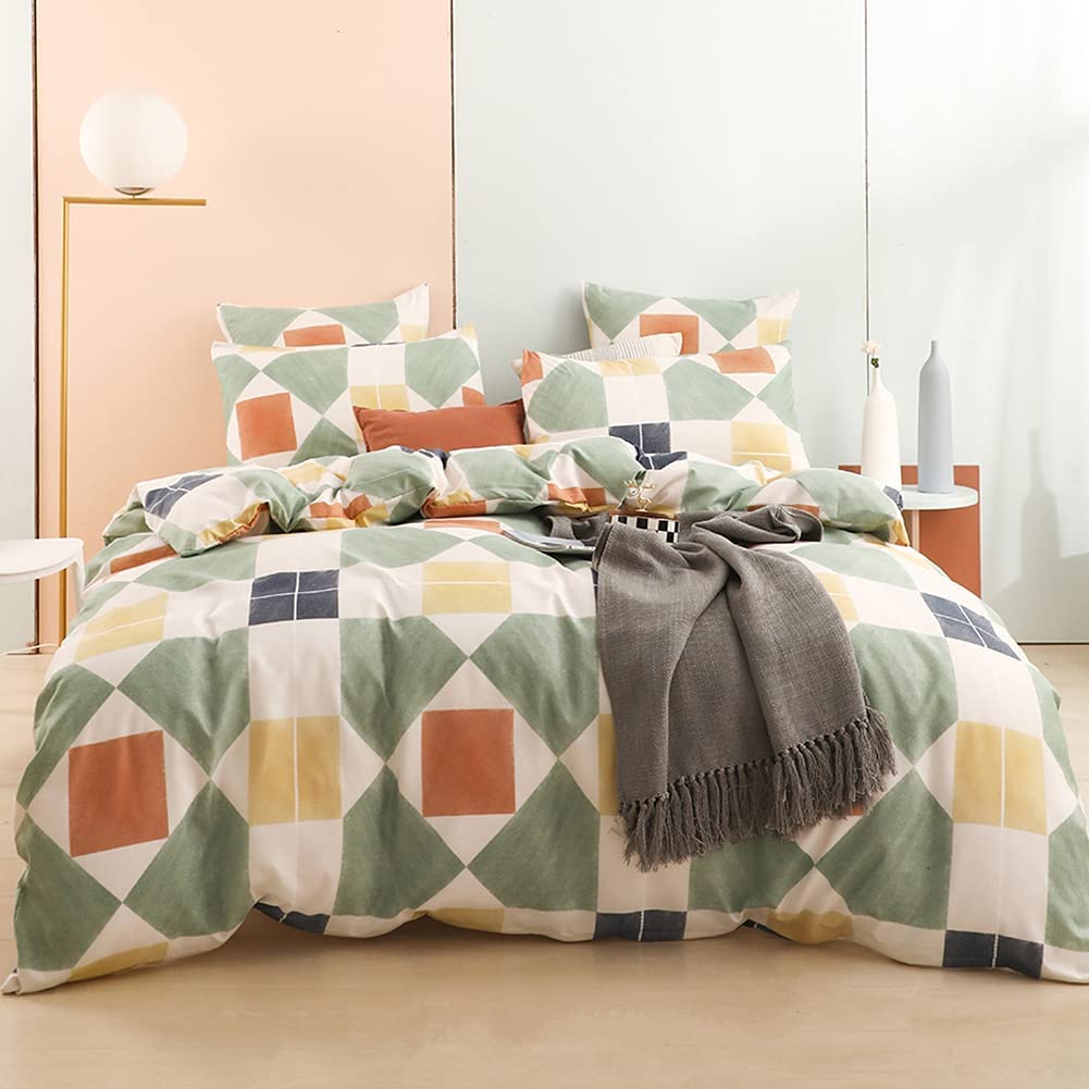 Price:$29.99 Geometric Duvet Cover Set Queen Super Soft 100% Microfiber Patchwork Bedding Duvet Cover Set with Zipper Closure and Corner Ties 3 Pieces Colorful Diamond Bedding Set (No Comforter) : Everything Else