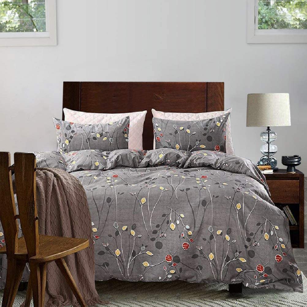 Price:$14.69 Ultra Soft Microfiber Duvet Cover Set with Zipper Closure Botanical Bedding Set Branches Leaves Pattern Wrinkle and Fade Resistant (Queen) : Home & Kitchen