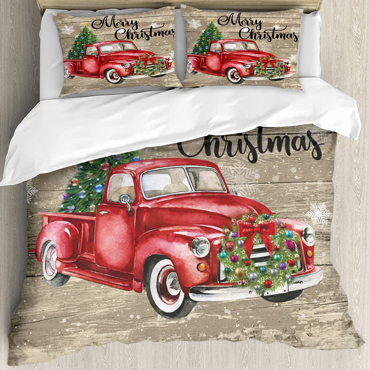 Price:$55.99 Bedding,Farmhouse,Truck, Tree Duvet Covers Bedding Comforter Cover Set,Decoration Bed Cover Set Home Bedroom Decor for Kids Teens 1 Duvet Cover +2 Pillowcases (Queen) : Home & Kitchen